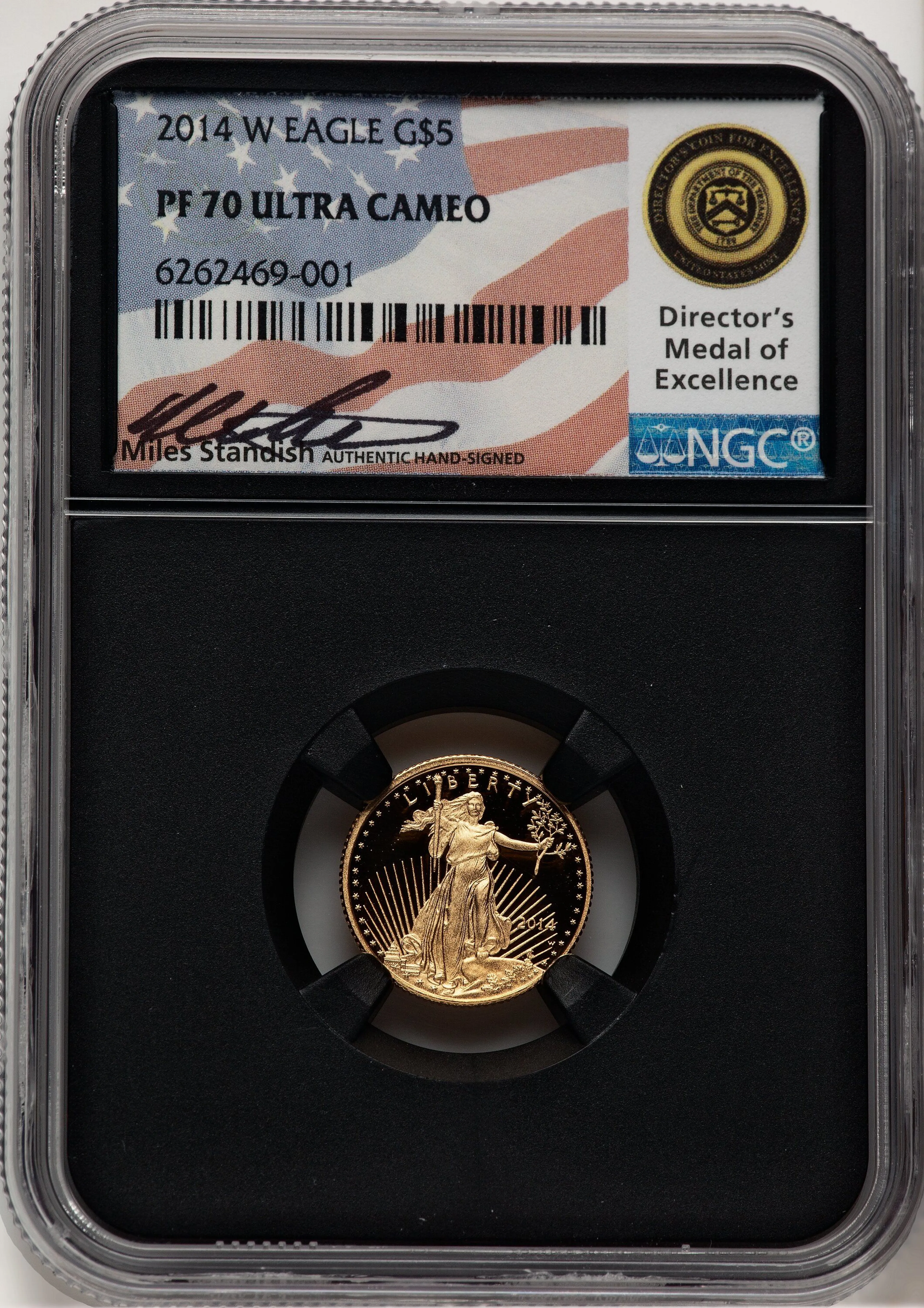 2014-W $5 Tenth-Ounce Gold Eagle, DC Miles Standish - Image 1
