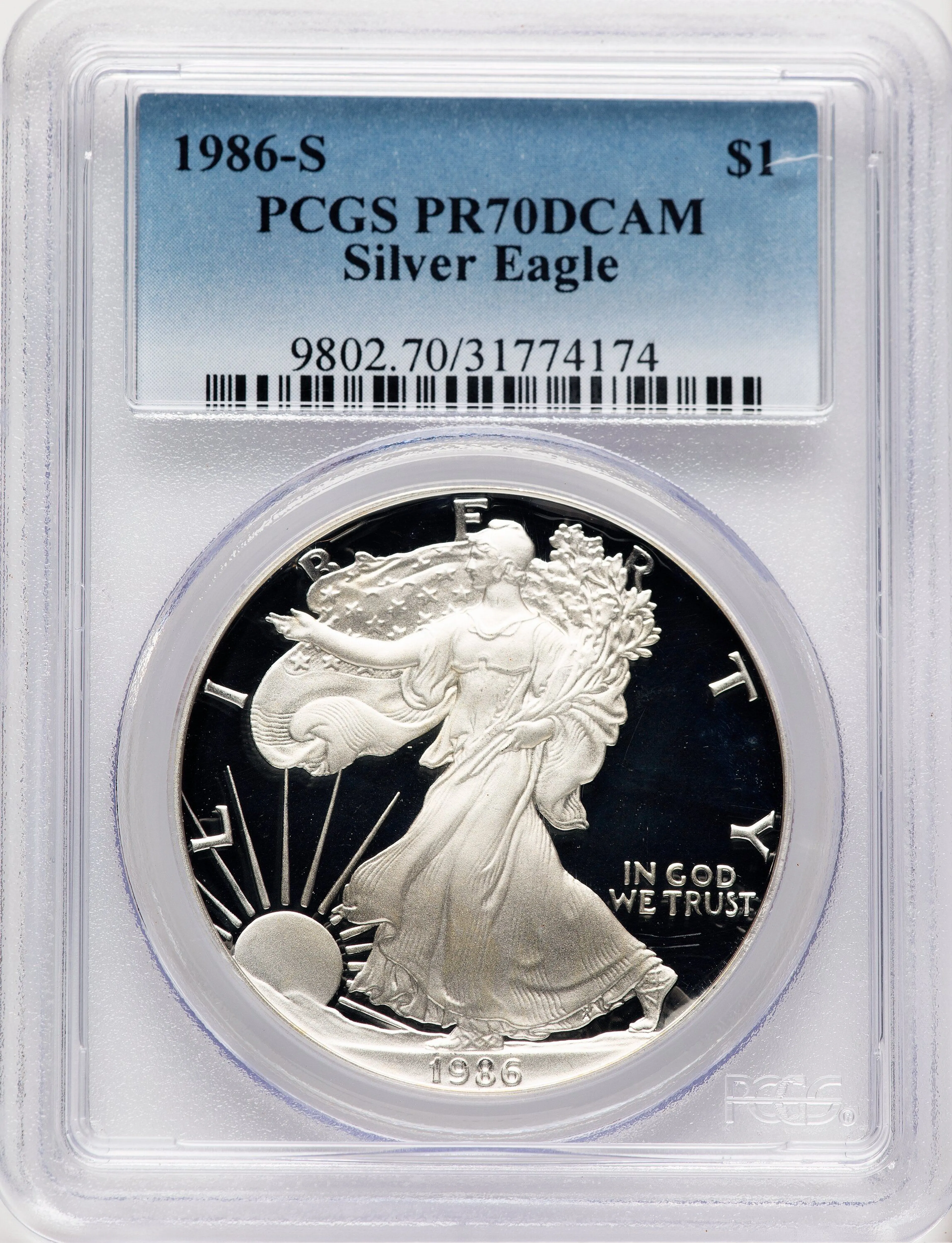 1986-S Proof Silver Eagle 1 oz - Image 1