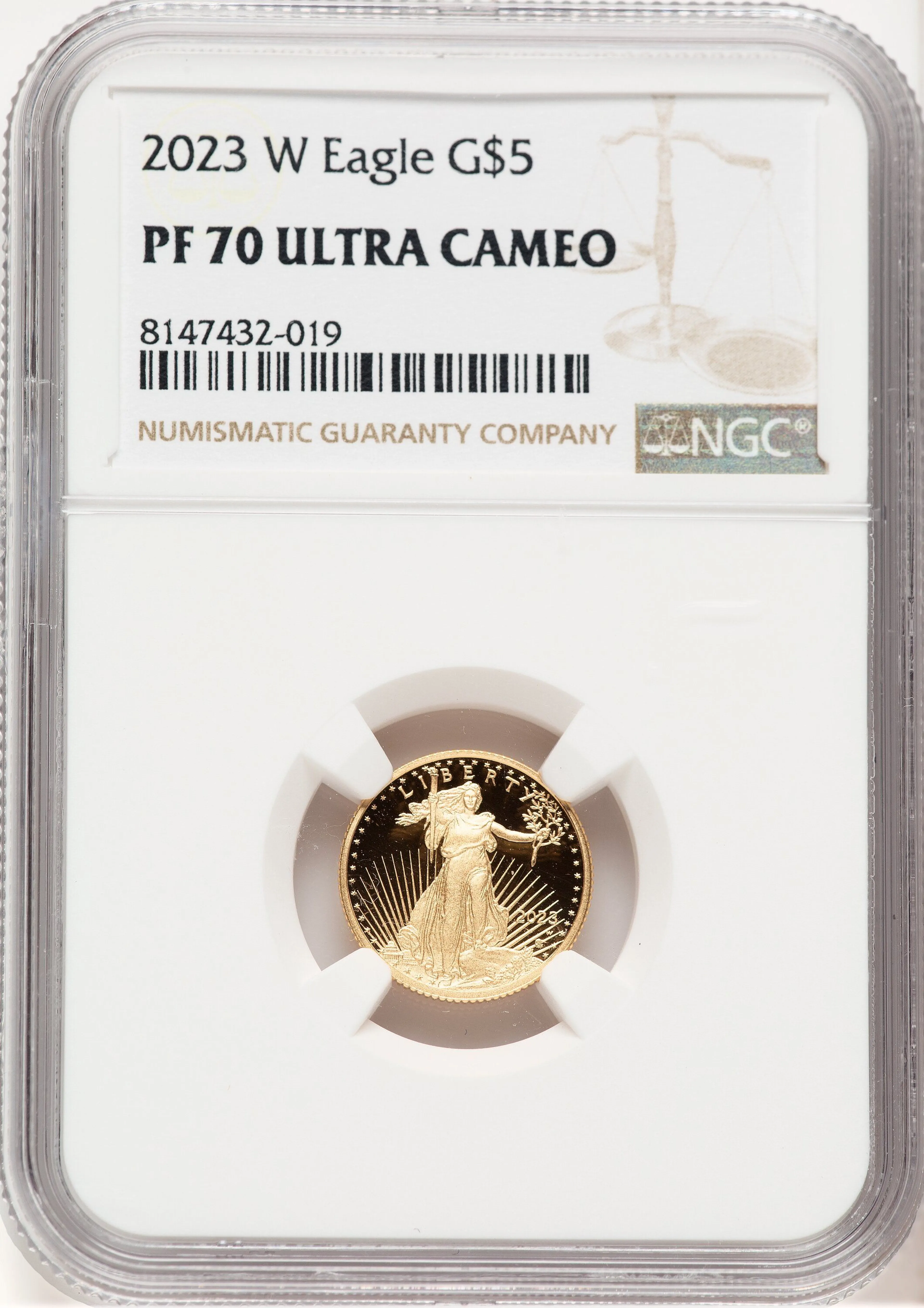 2023-W Proof Gold Eagle 1/10 oz Brown Label - Image 1