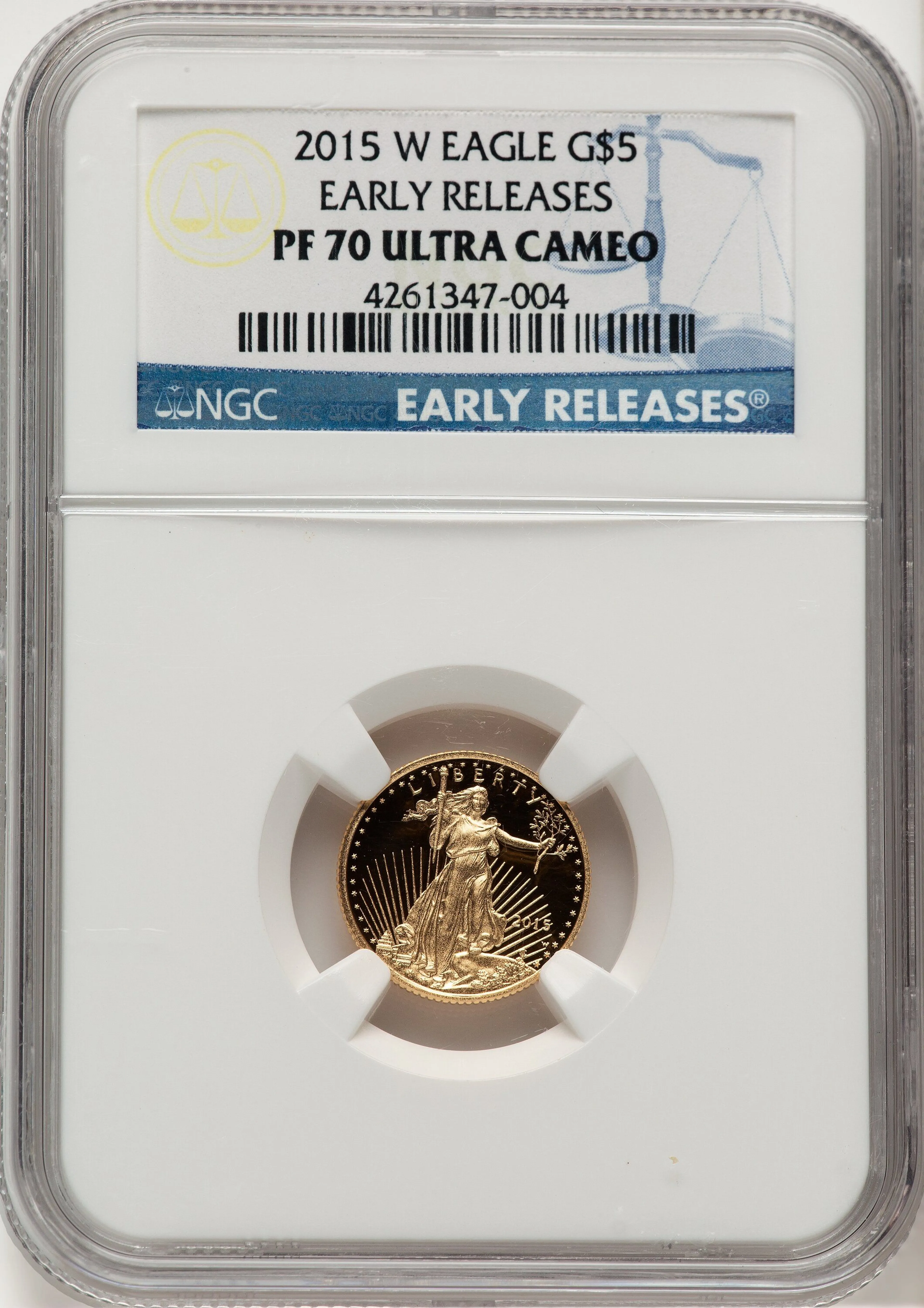 2015-W Proof Gold Eagle 1/10 oz ER Blue - Image 1
