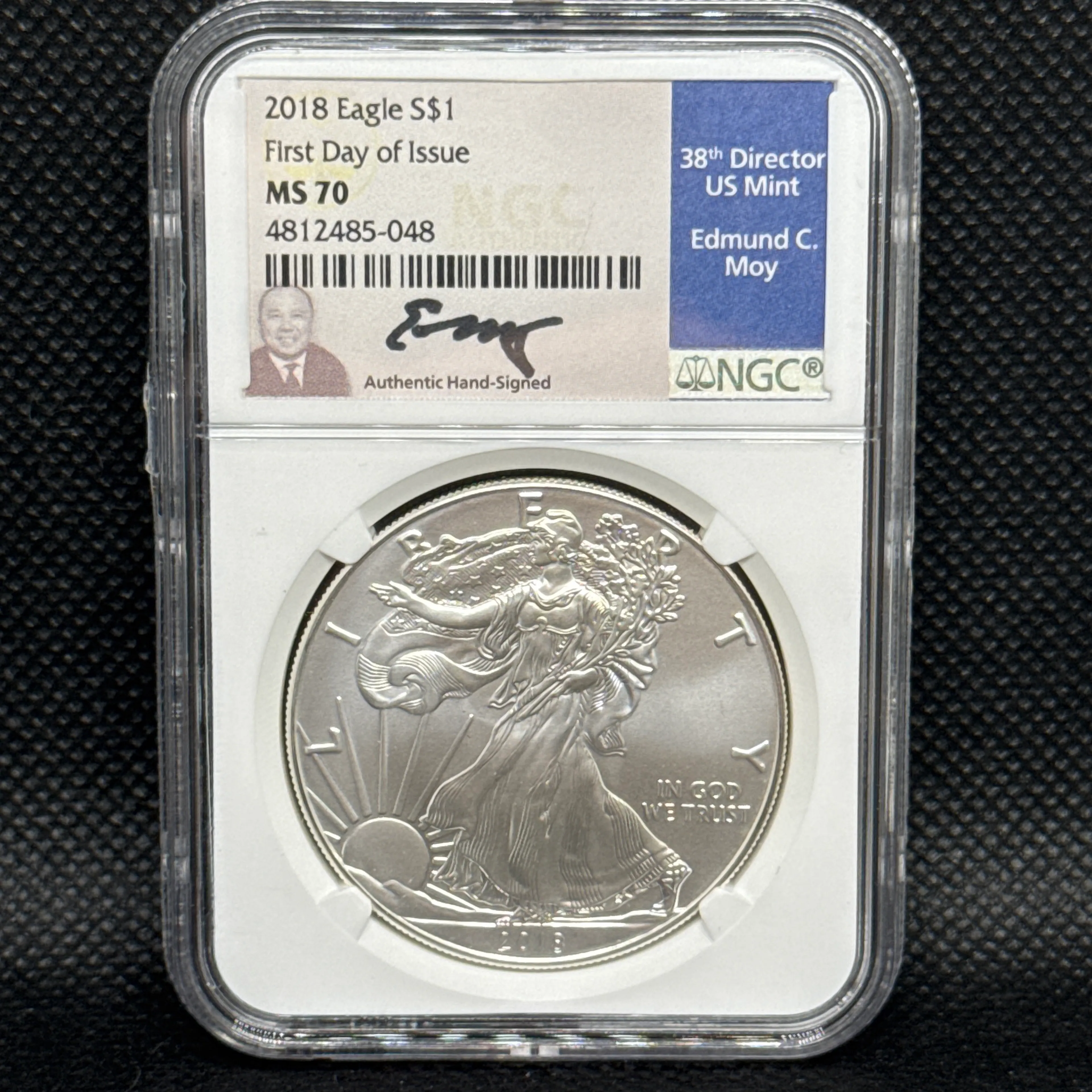 2018 Silver Eagle First Day Issue Moy - Image 1