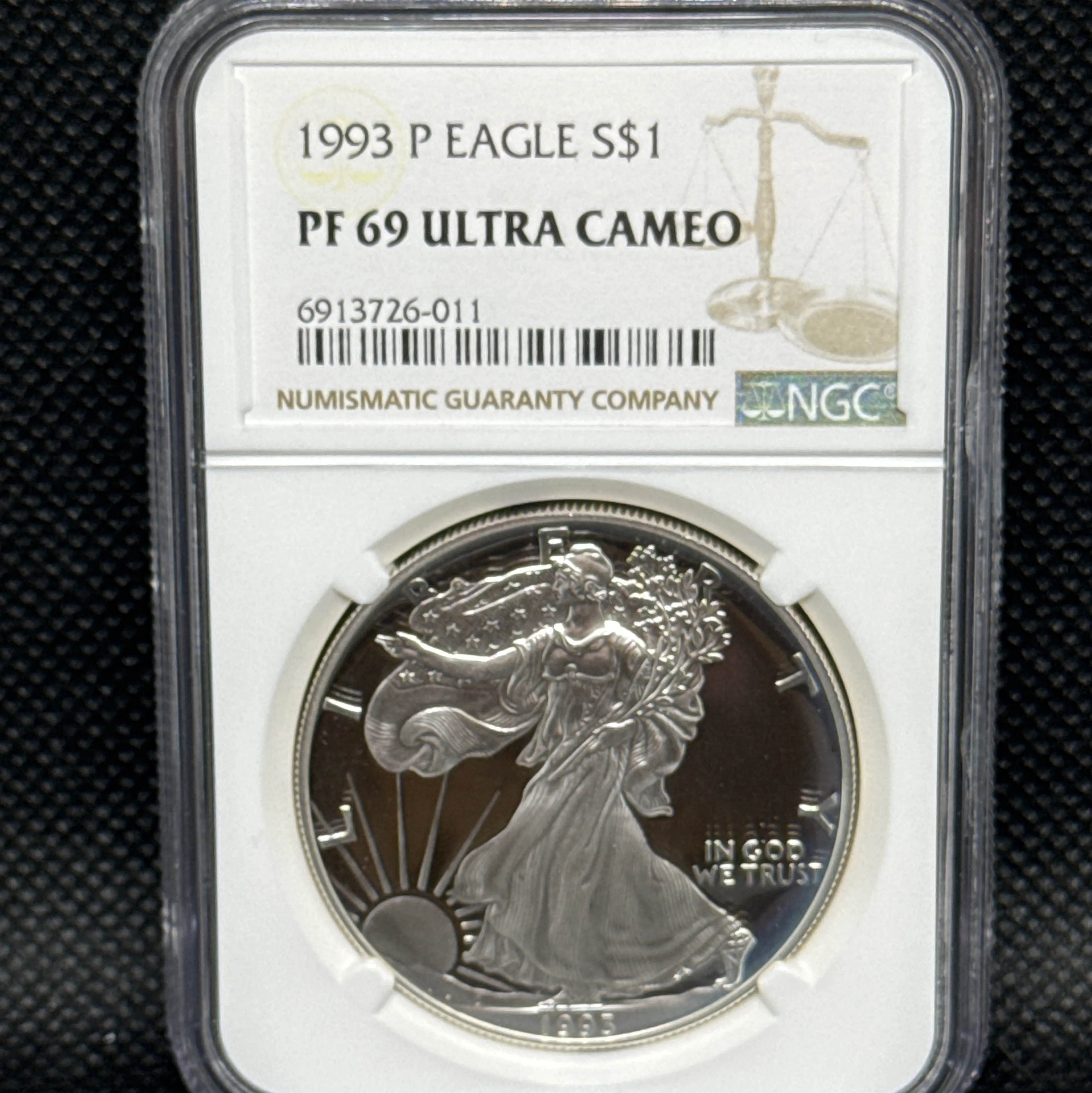 1993-P Silver Eagle DCAM Brown Label - Image 1