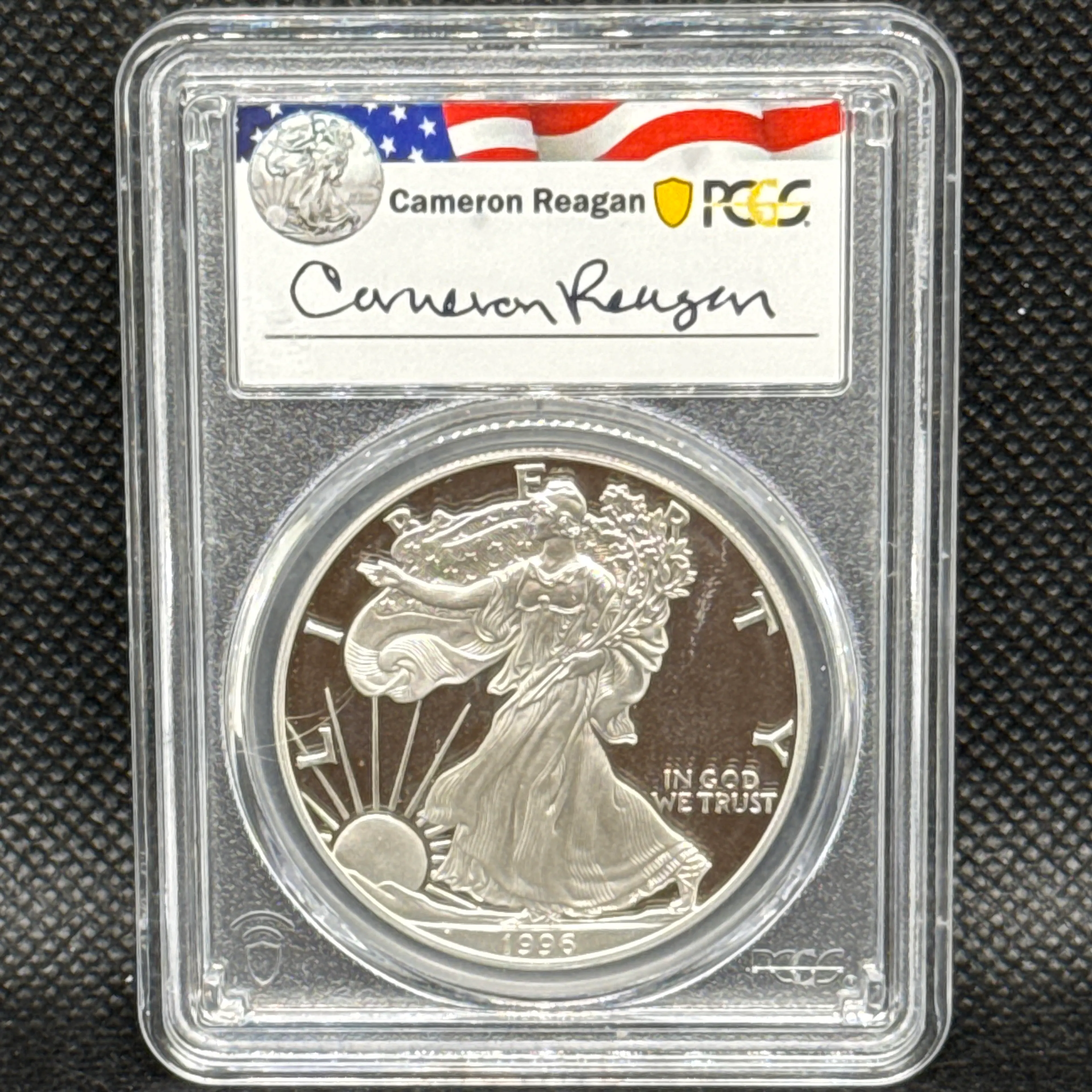 1996-P Silver Eagle Cameron Reagan DCAM - Reagan Legacy Series - Image 1