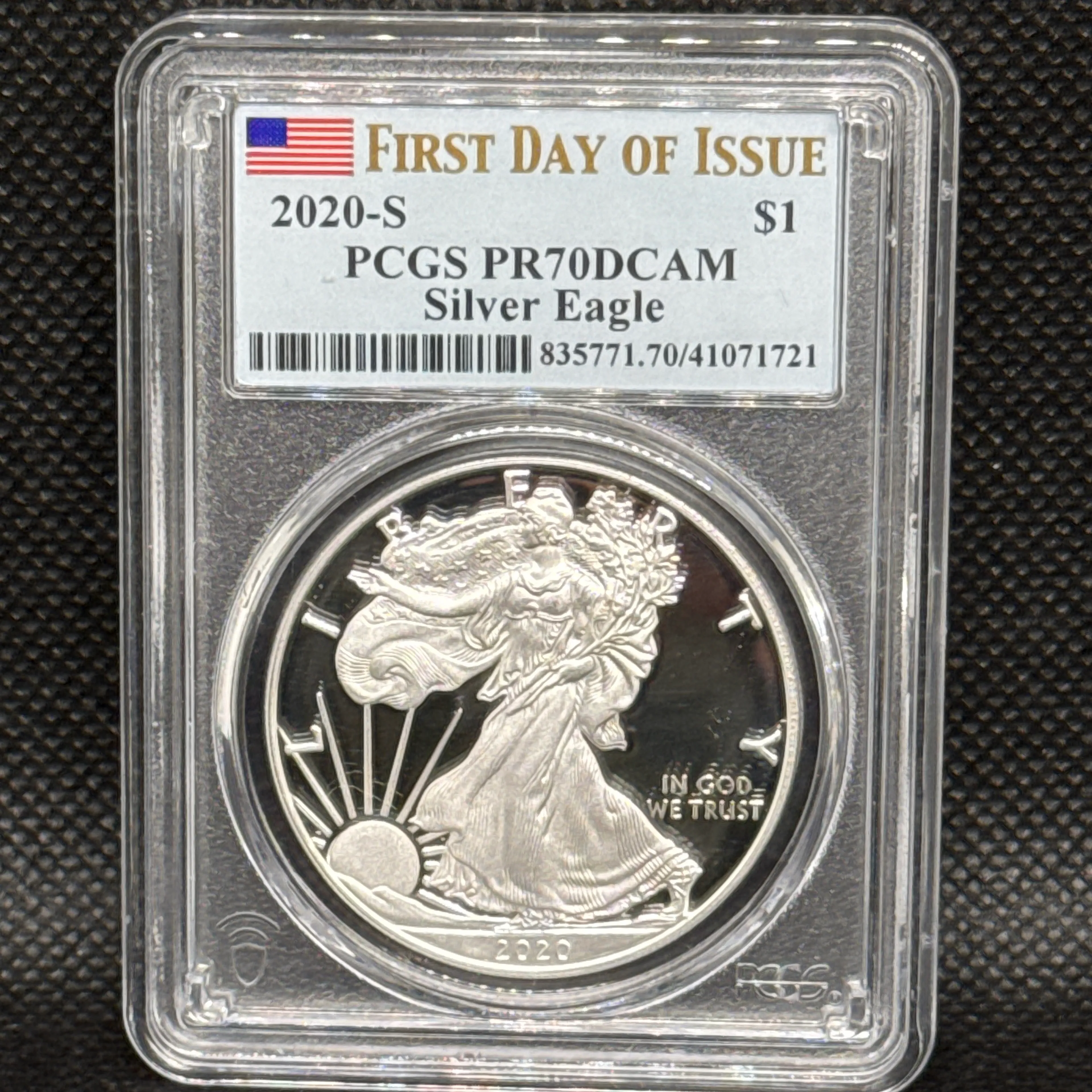 2020-S Proof Silver Eagle First Day Issue Label - Image 1