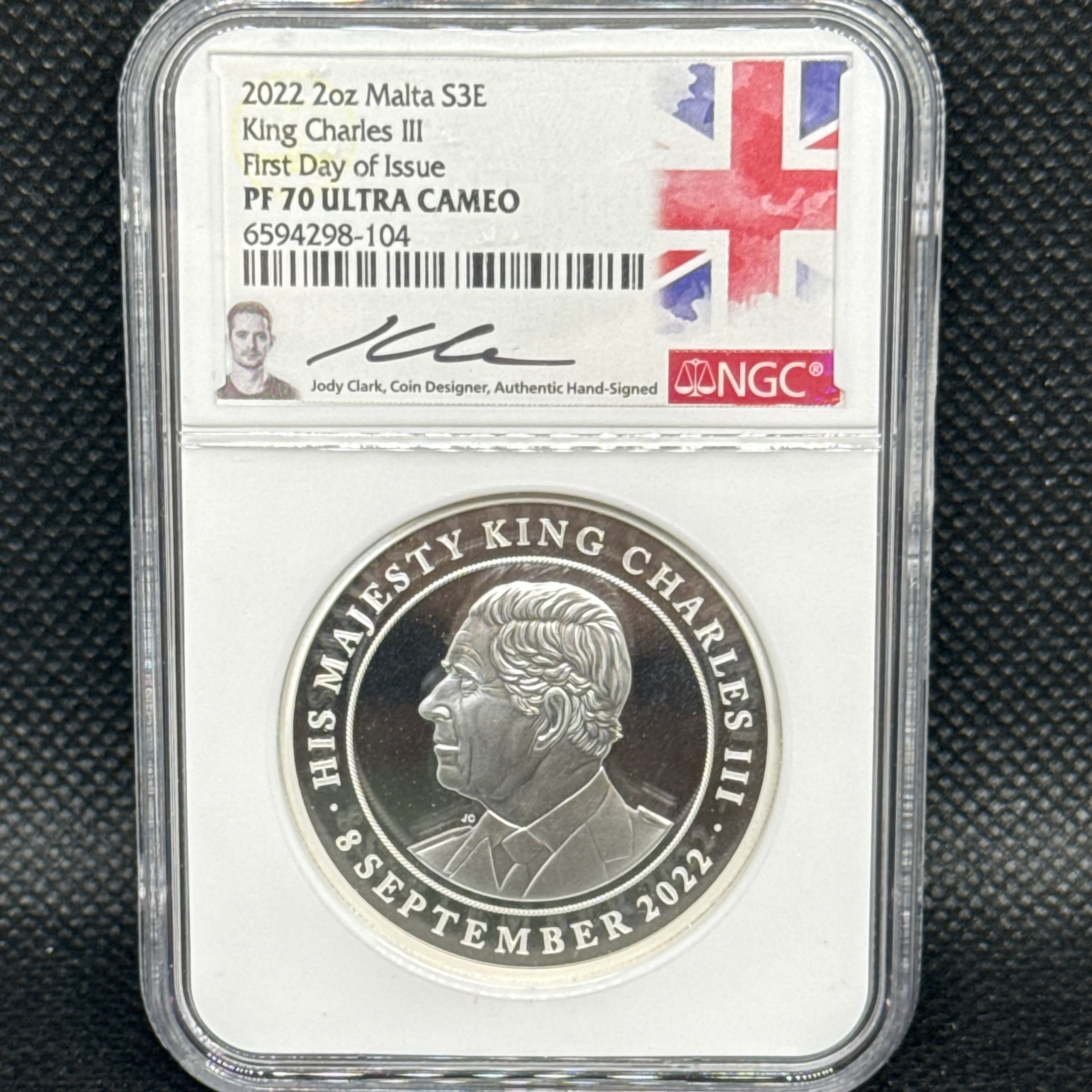 2022 2oz Malta S3E King Charles III First Day Issue Ultra Cameo - Image 1