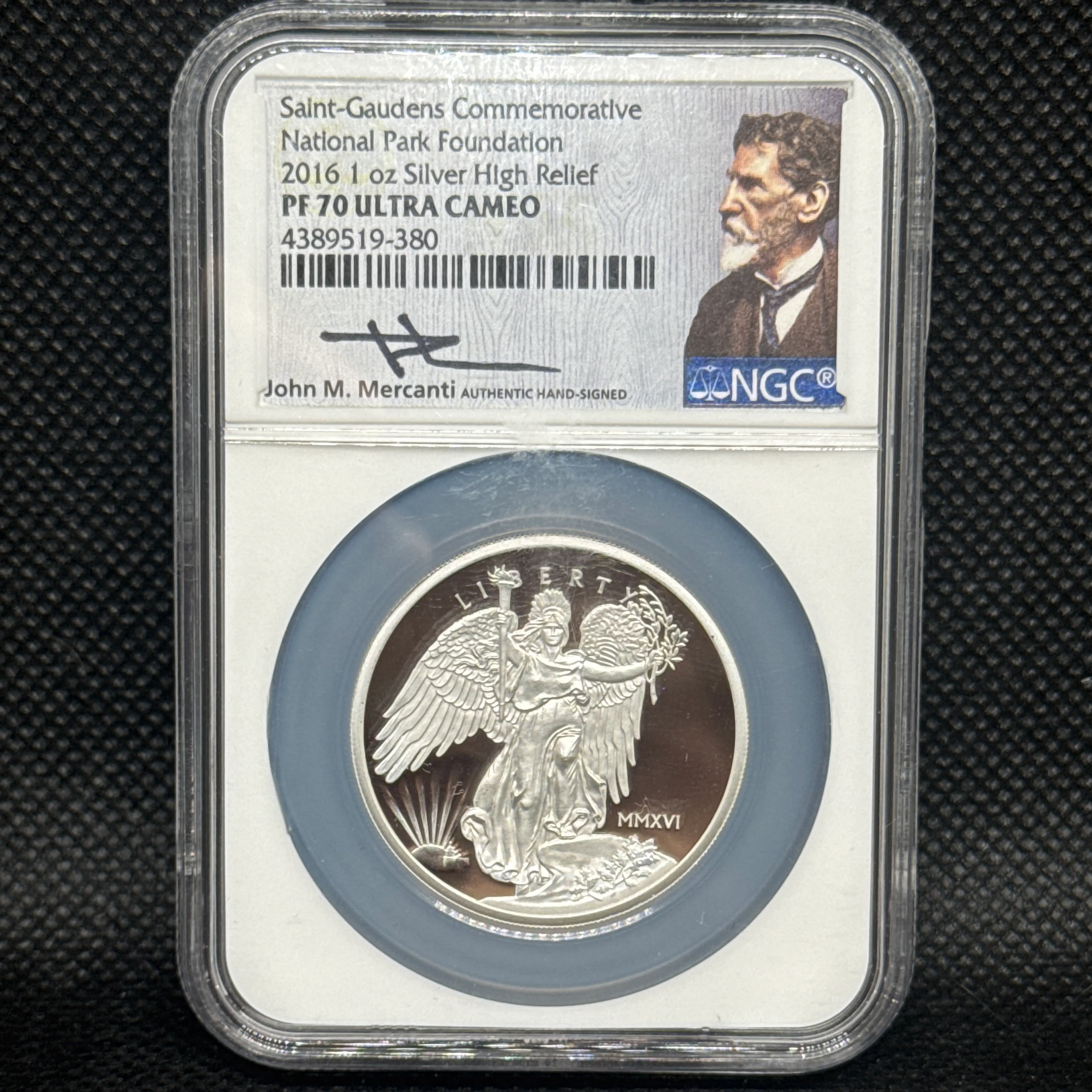 2016 1oz Silver High Relief Ultra Cameo Saint-Gaudens Commemorative National Park Foundation - Image 1