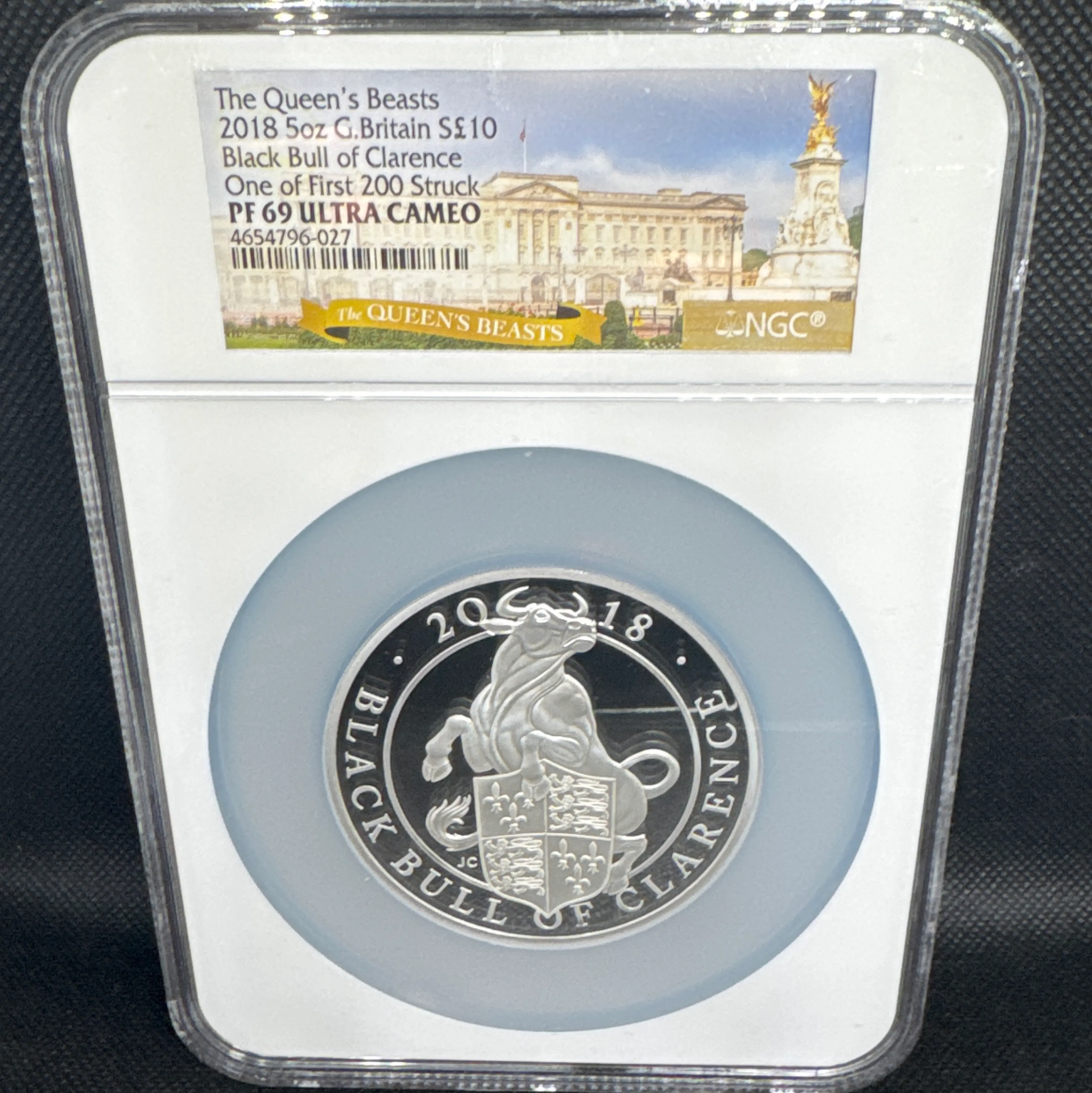 2018 5oz G.Britan S10 Black Bull of Clarence one of First 200 Struck Ultra Cameo - Image 1