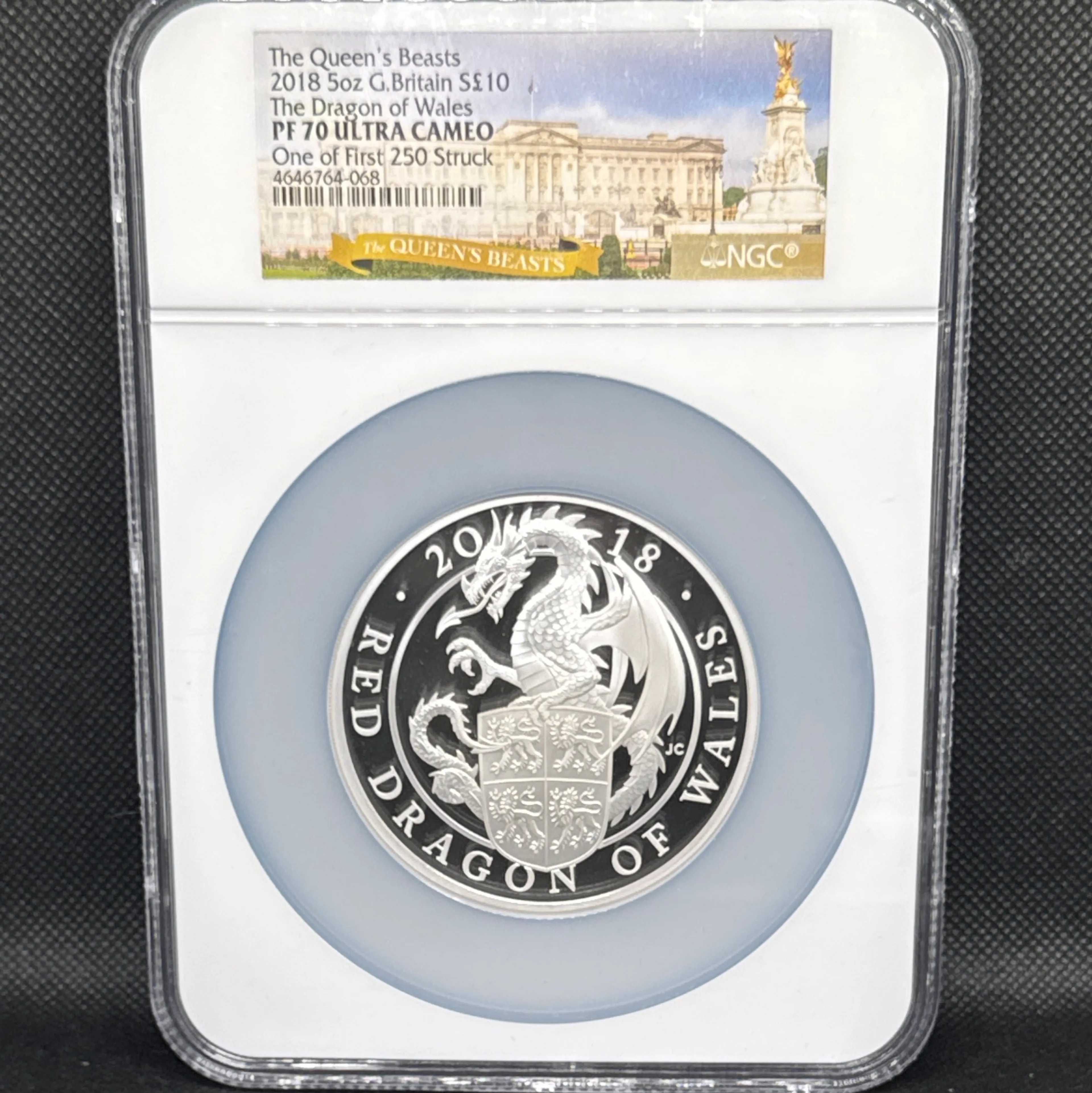 2018 5oz The Queen's Beasts - The Dragon of Wales - Ultra Cameo - One of First 250 Struck - Image 1