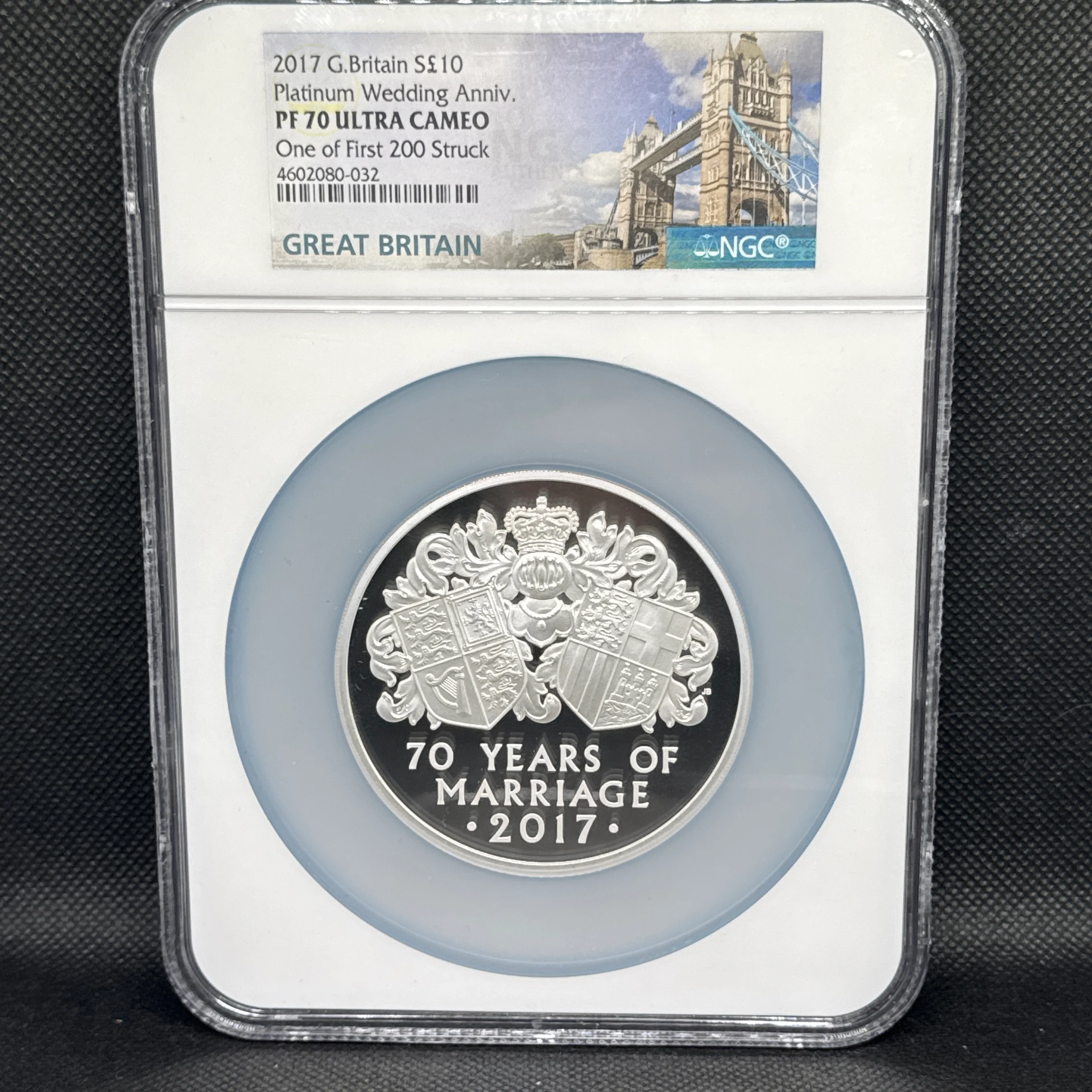 2017 G.Britain 5oz S10 Platinum Wedding Anniversary Ultra Cameo One of First 200 Struck - Image 1