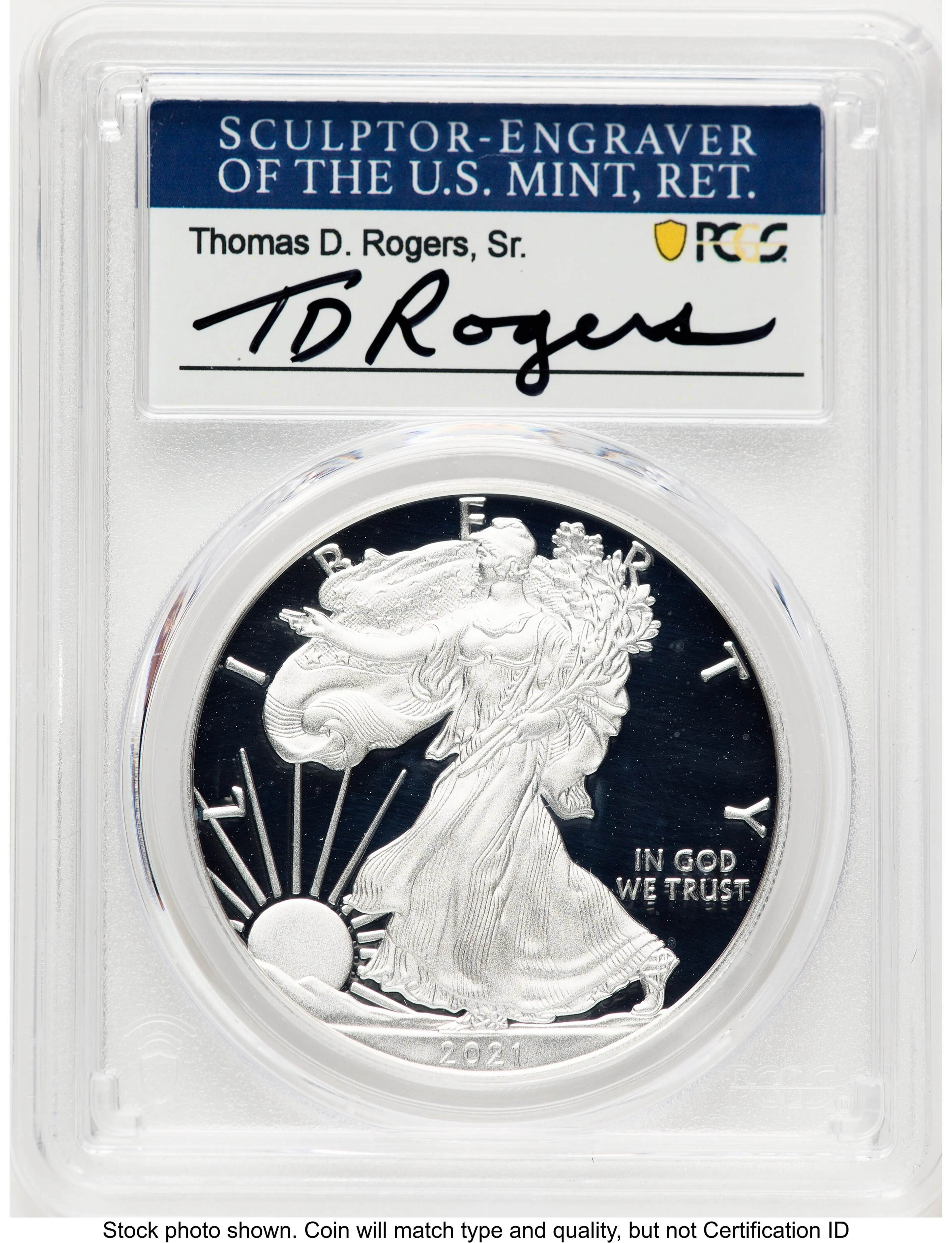 2021-W TY1 Proof Silver Eagle 1 oz TD Rogers - Image 1