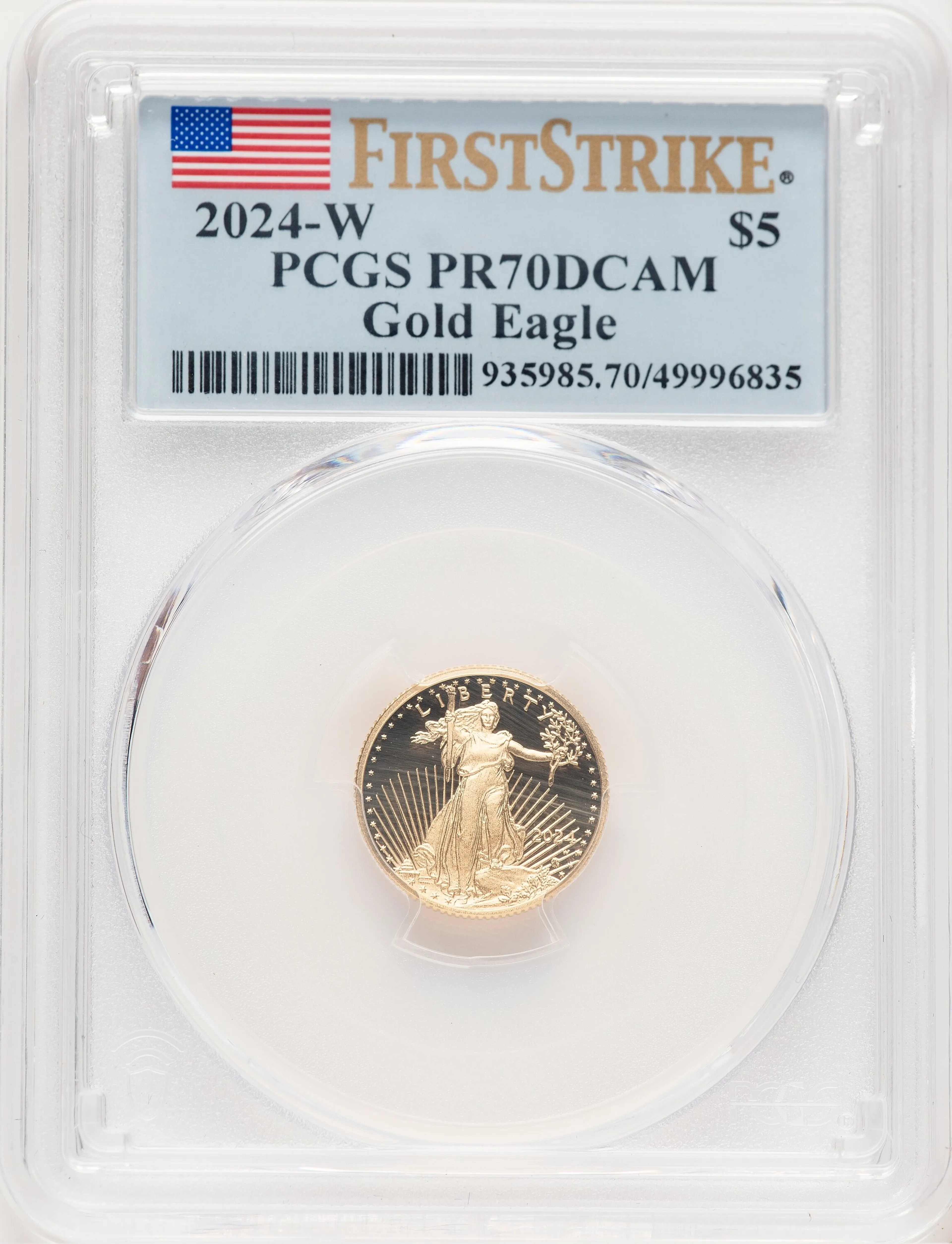 2024-W Proof Gold Eagle 1/10 oz FS Flag - Image 1