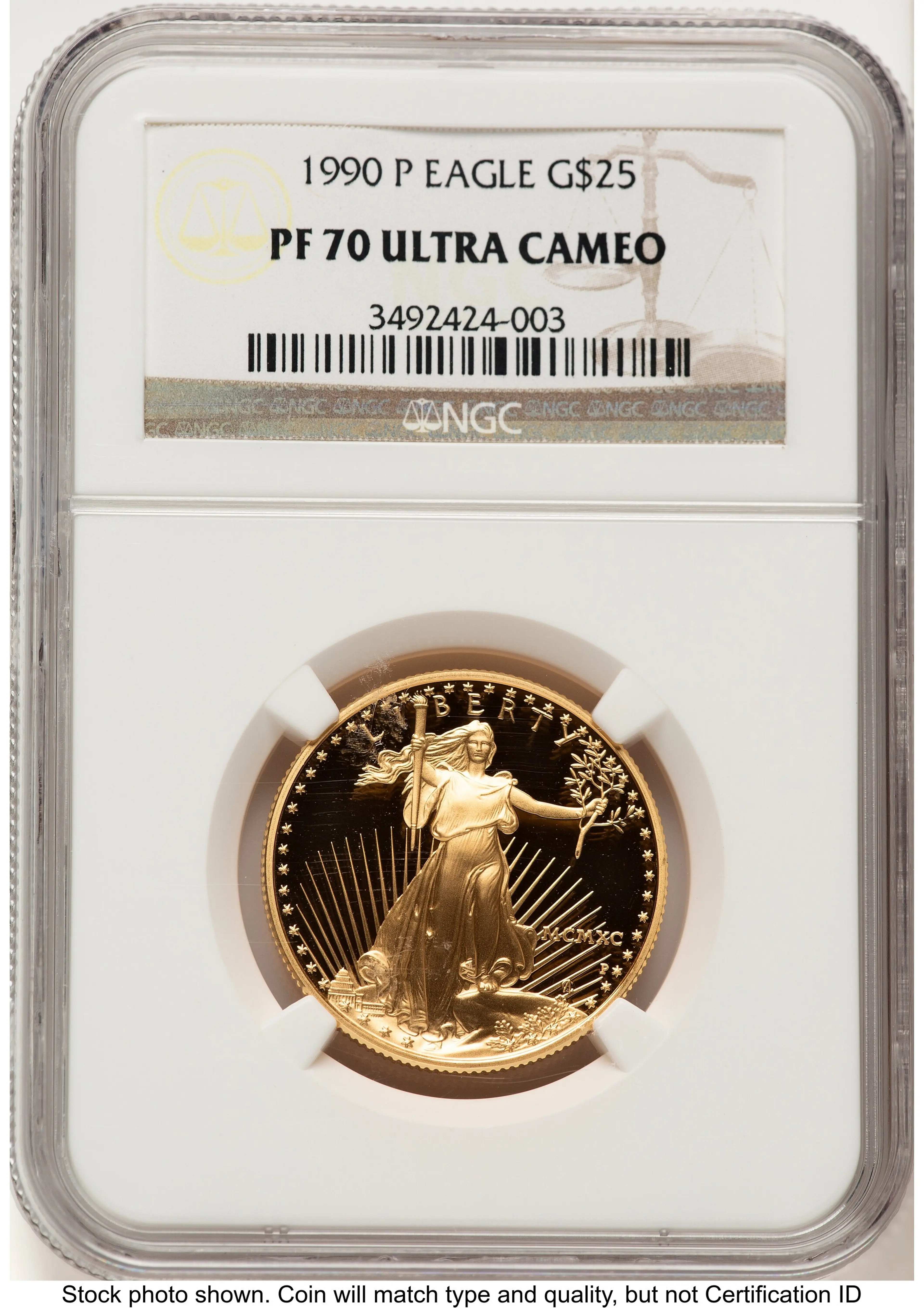 1990-P Proof Gold Eagle 1/2 oz Brown Label