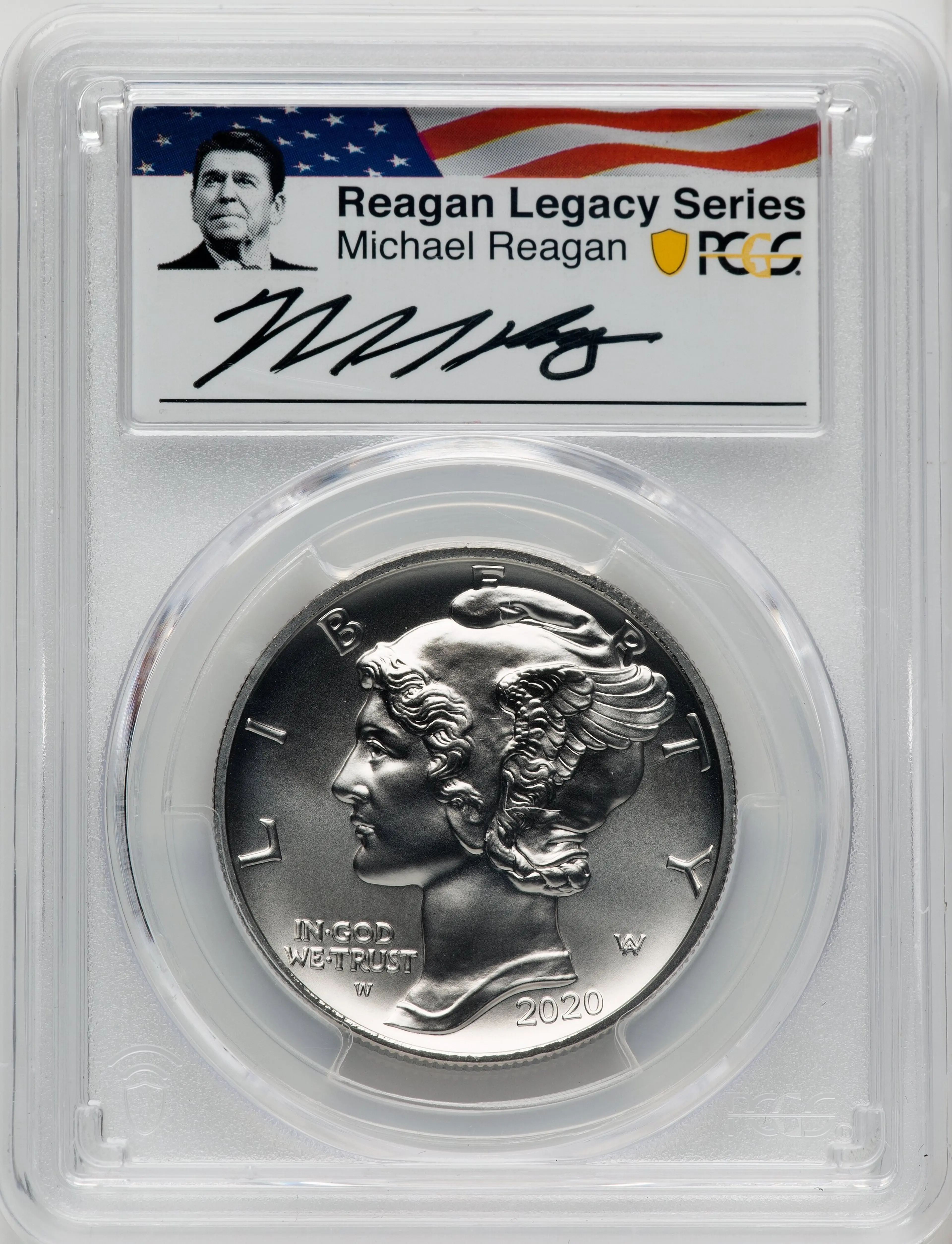 2020-W Palladium Eagle 1 oz Burnished Reagan Legacy Series Michael Reagan Picture