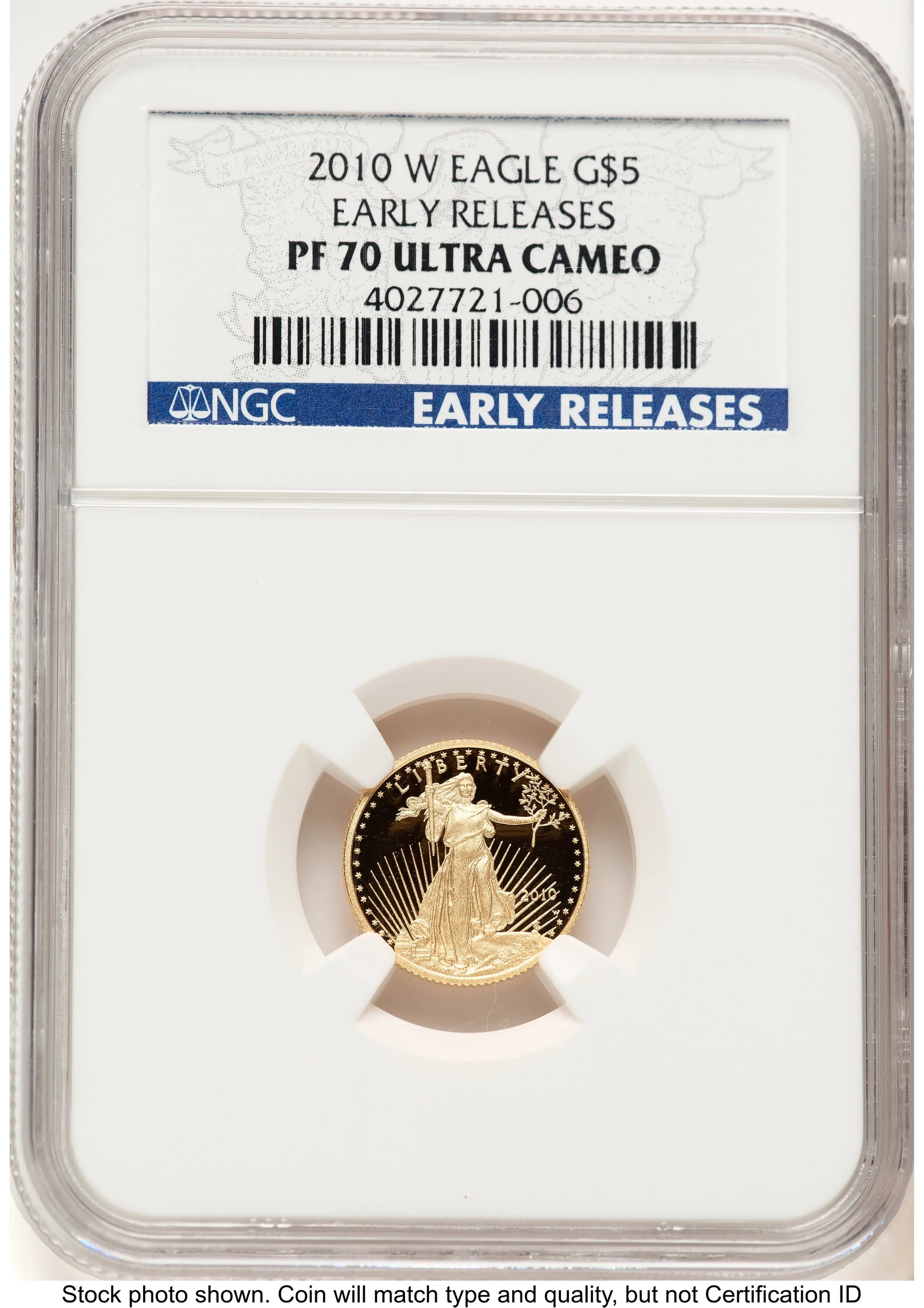 2010-W Proof Gold Eagle 1/10 oz ER Blue