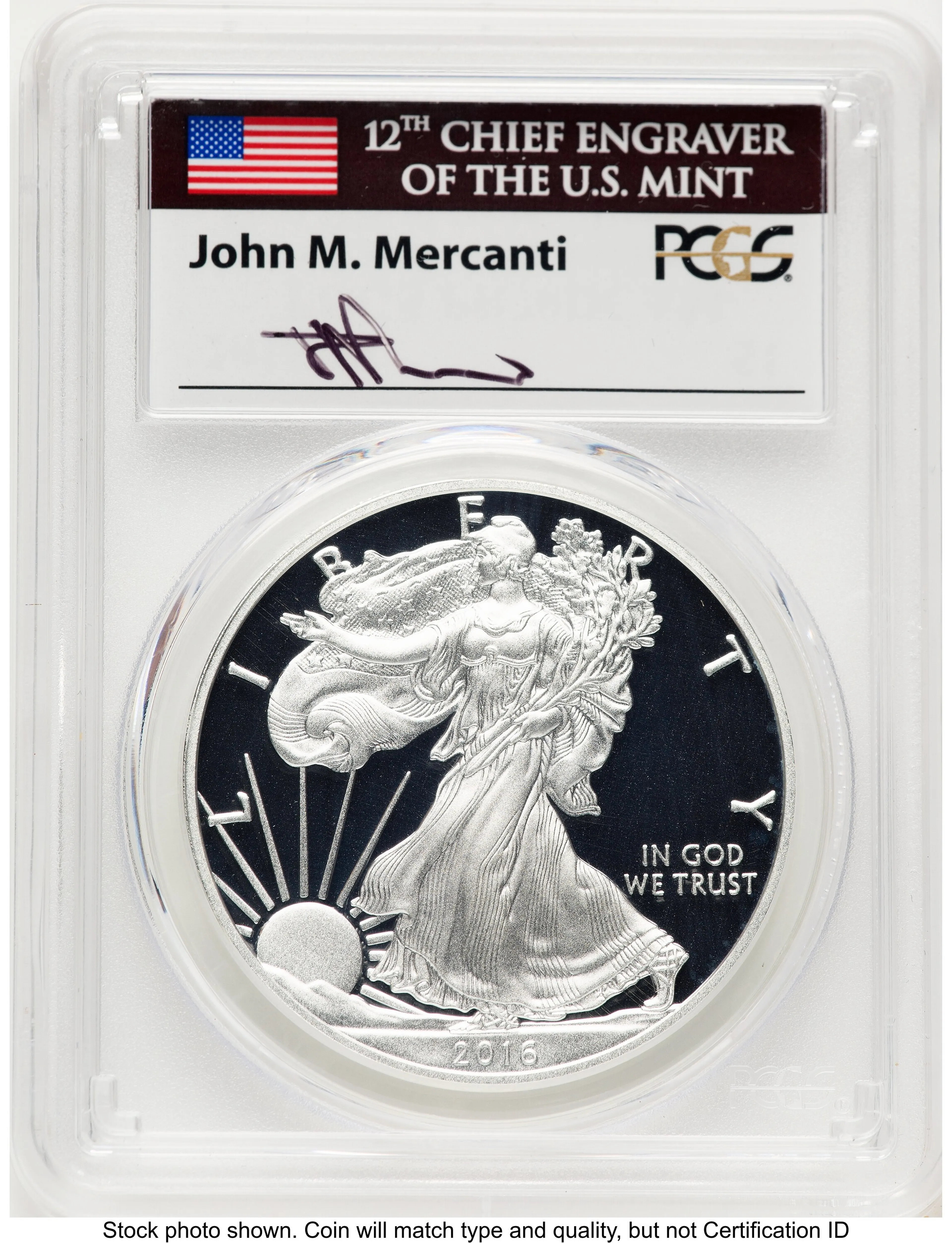 2016-W Proof Silver Eagle 1 oz FDI John Mercanti Denver - Image 1