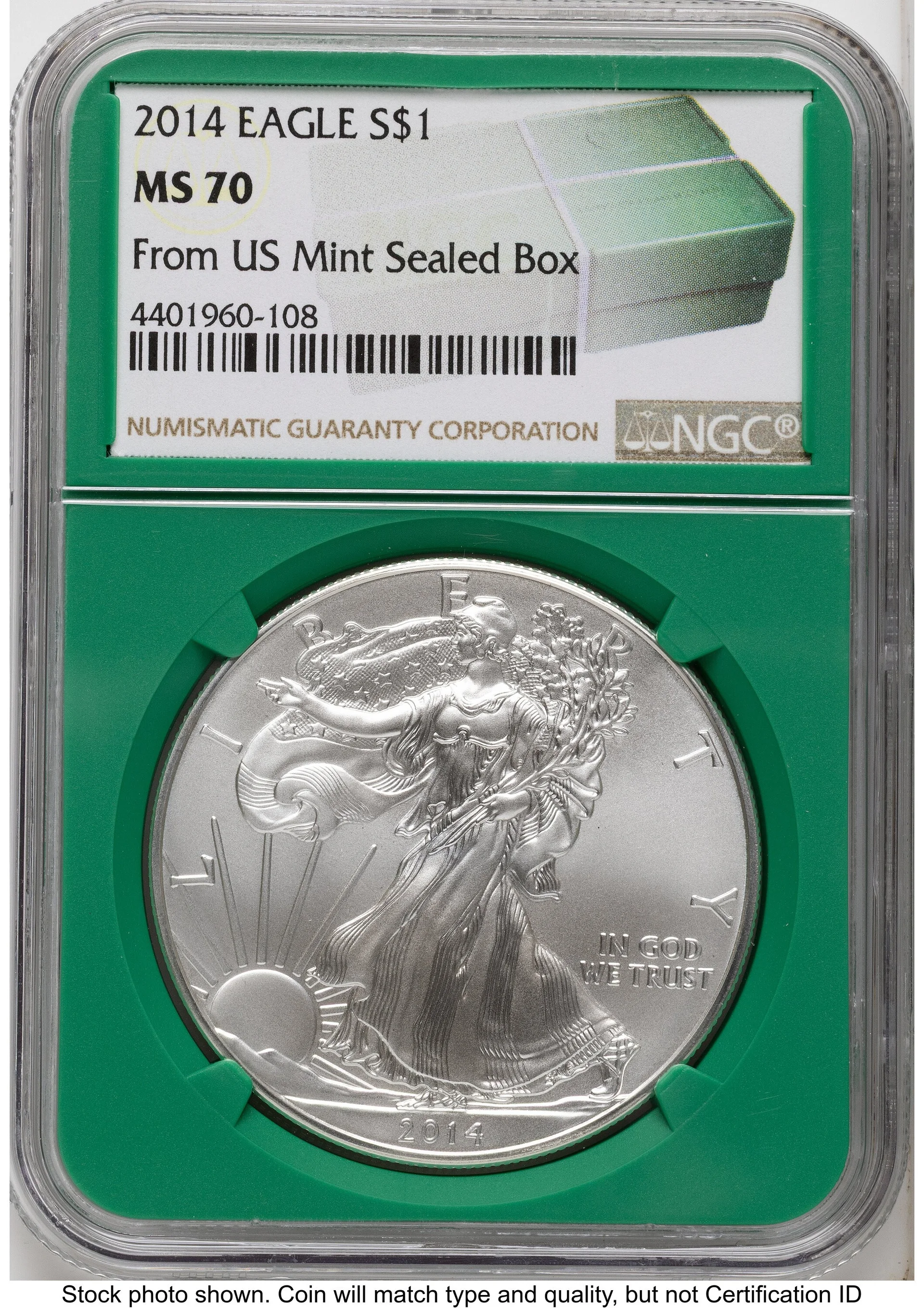 2014 Silver Eagle Monster Box From US Mint Sealed Box Green Core Label - 1