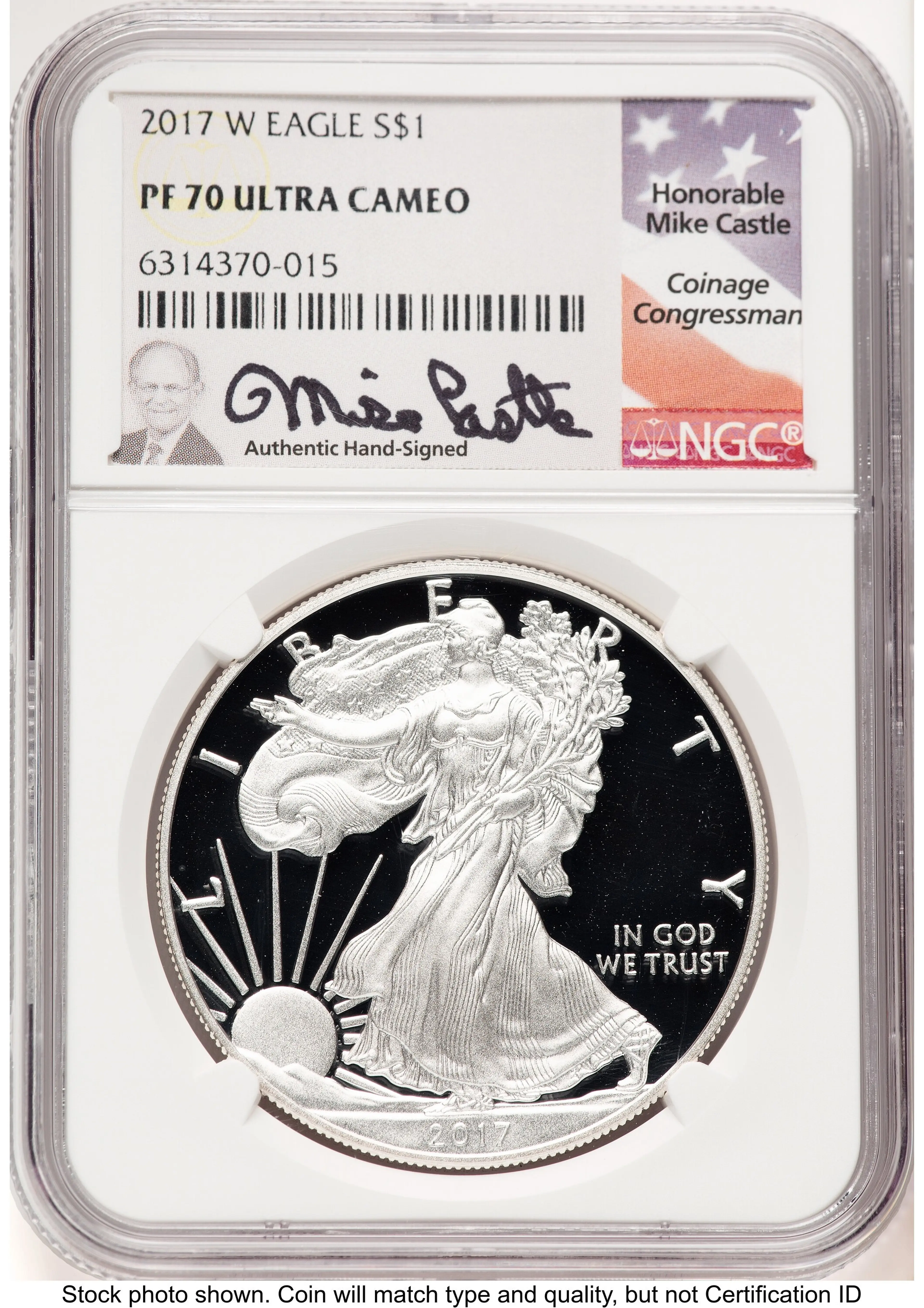 2017-W Proof Silver Eagle 1 oz Mike Castle