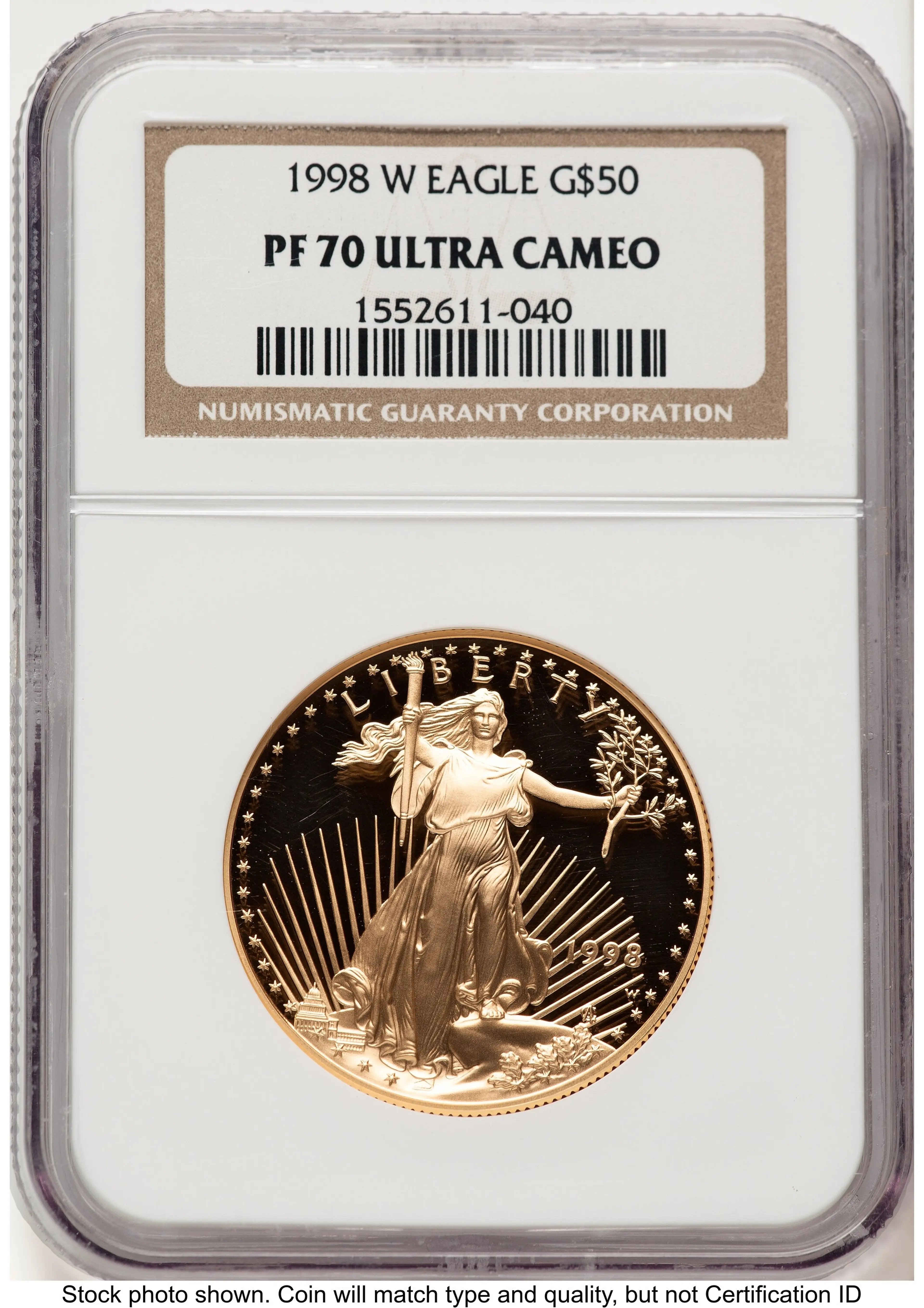 1998-W Proof Gold Eagle 1 oz Brown Label