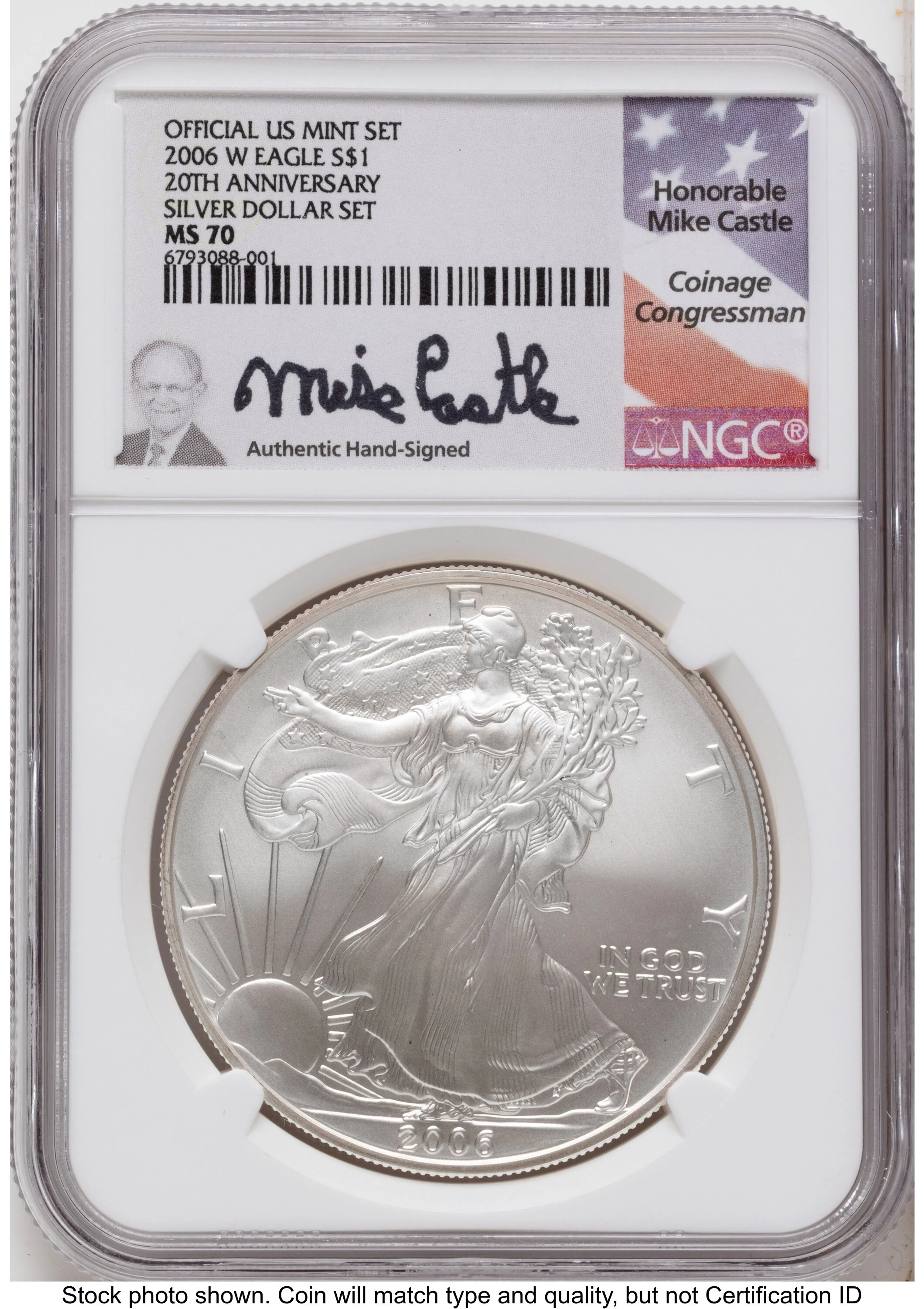 2006 3 Coin 20th Anniversary Silver Eagle Set Mike Castle 20th Anniversary Set