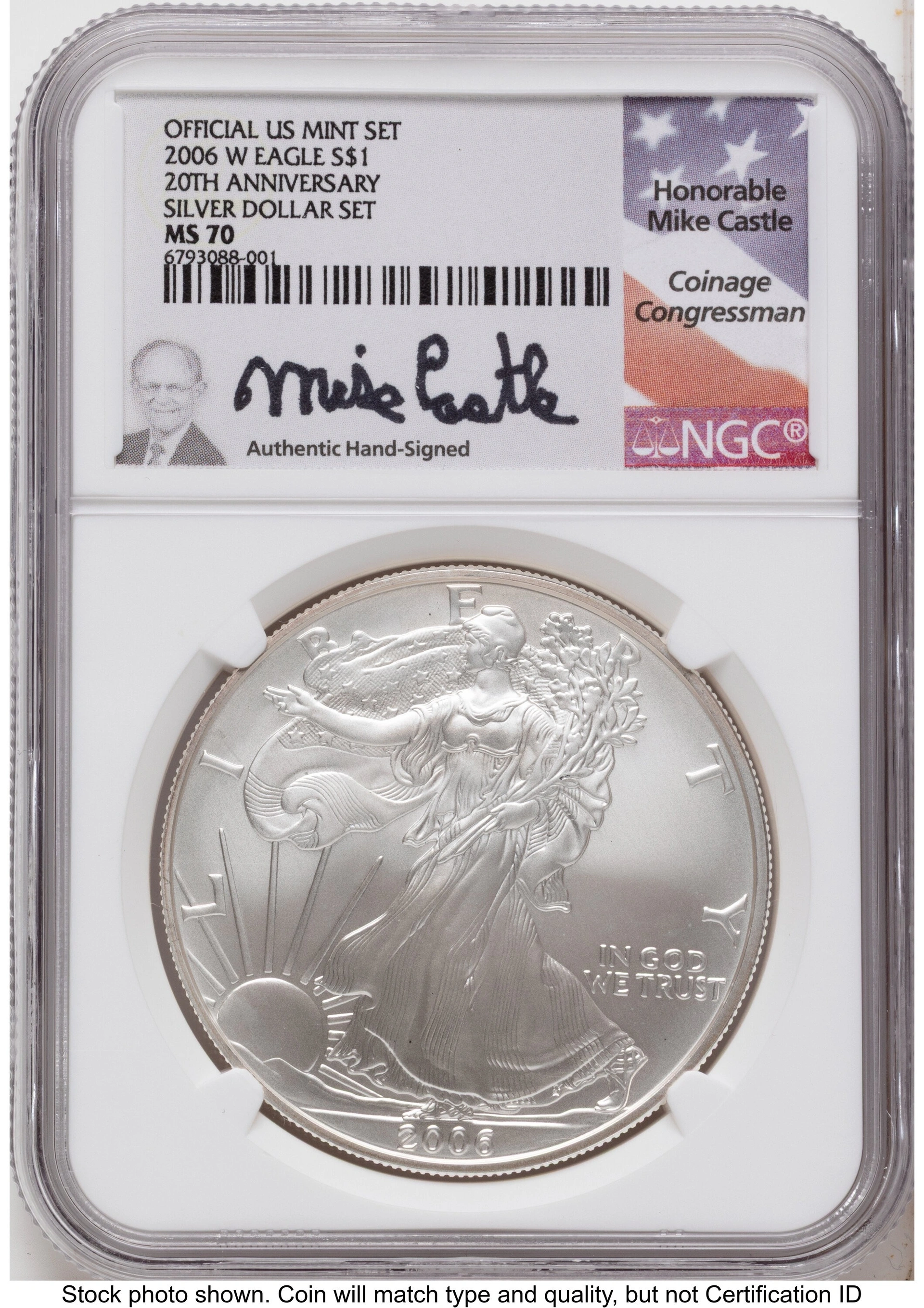 2006 3 Coin 20th Anniversary Silver Eagle Set Mike Castle 20th Anniversary Set