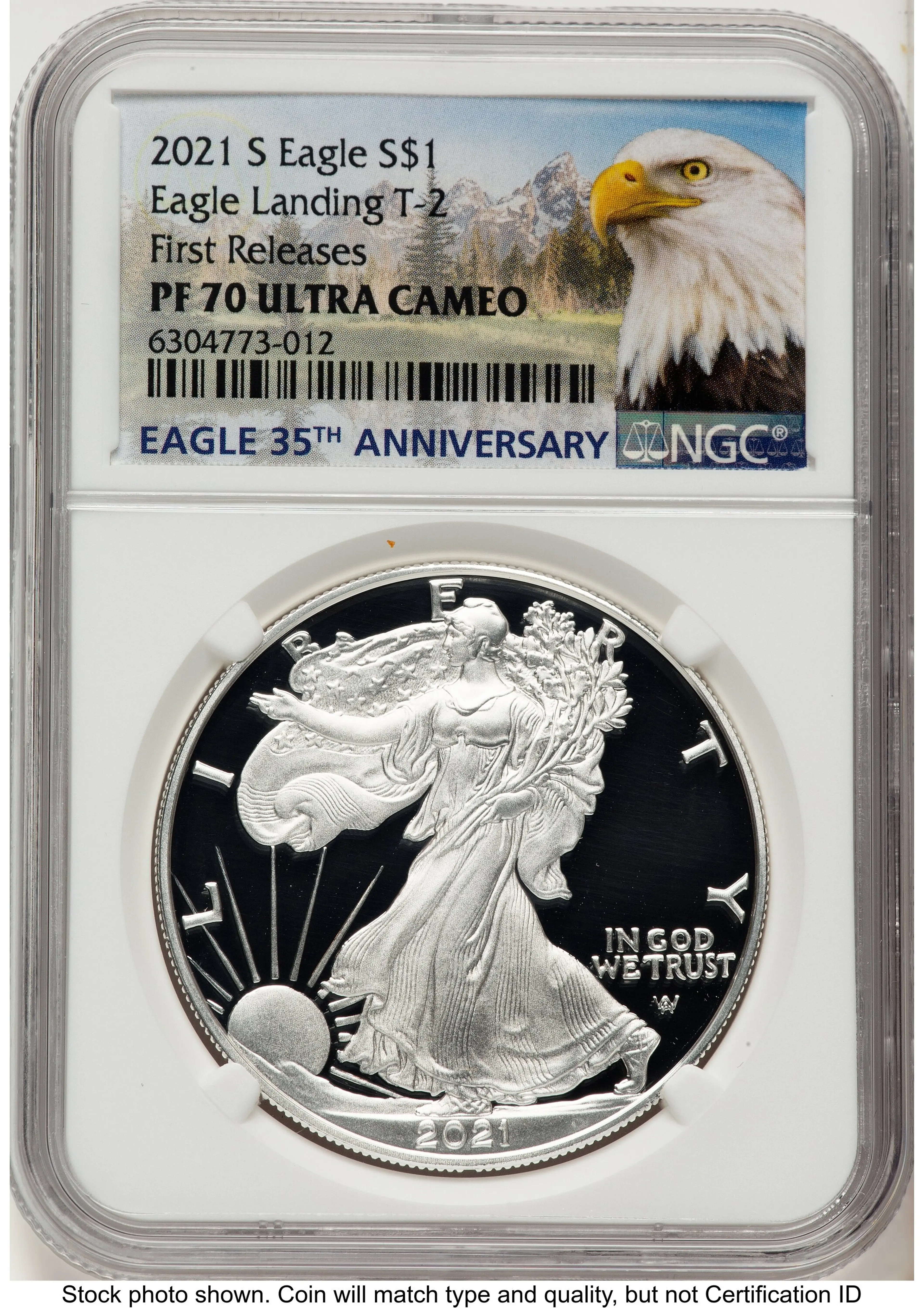 2021-S TY2 Proof Silver Eagle 1 oz FR Eagle Mountain Label