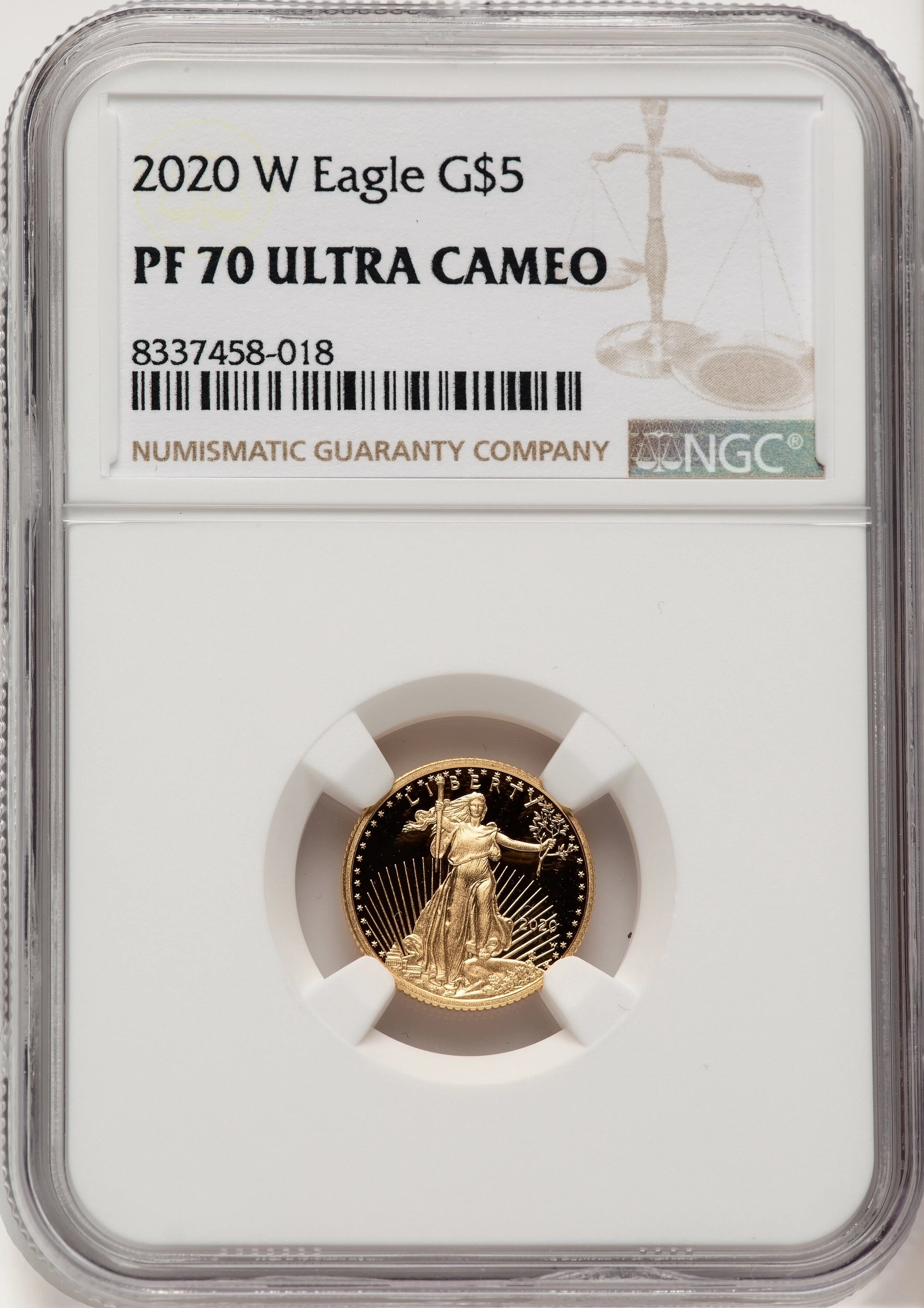 2020-W Proof Gold Eagle 1/10 oz Brown Label
