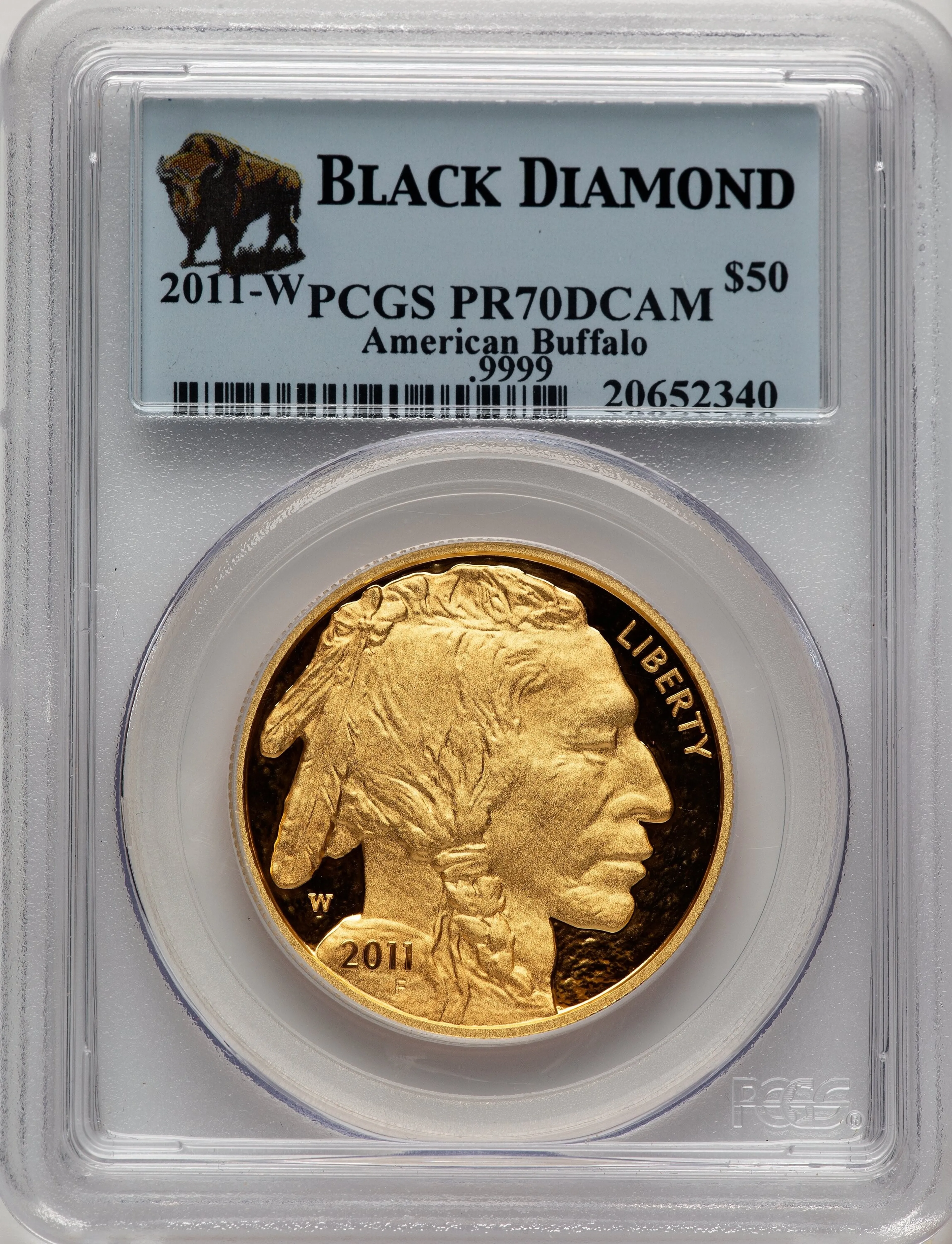 2011-W Proof Gold Buffalo 1 oz Black Diamond Bison Label - Image 1