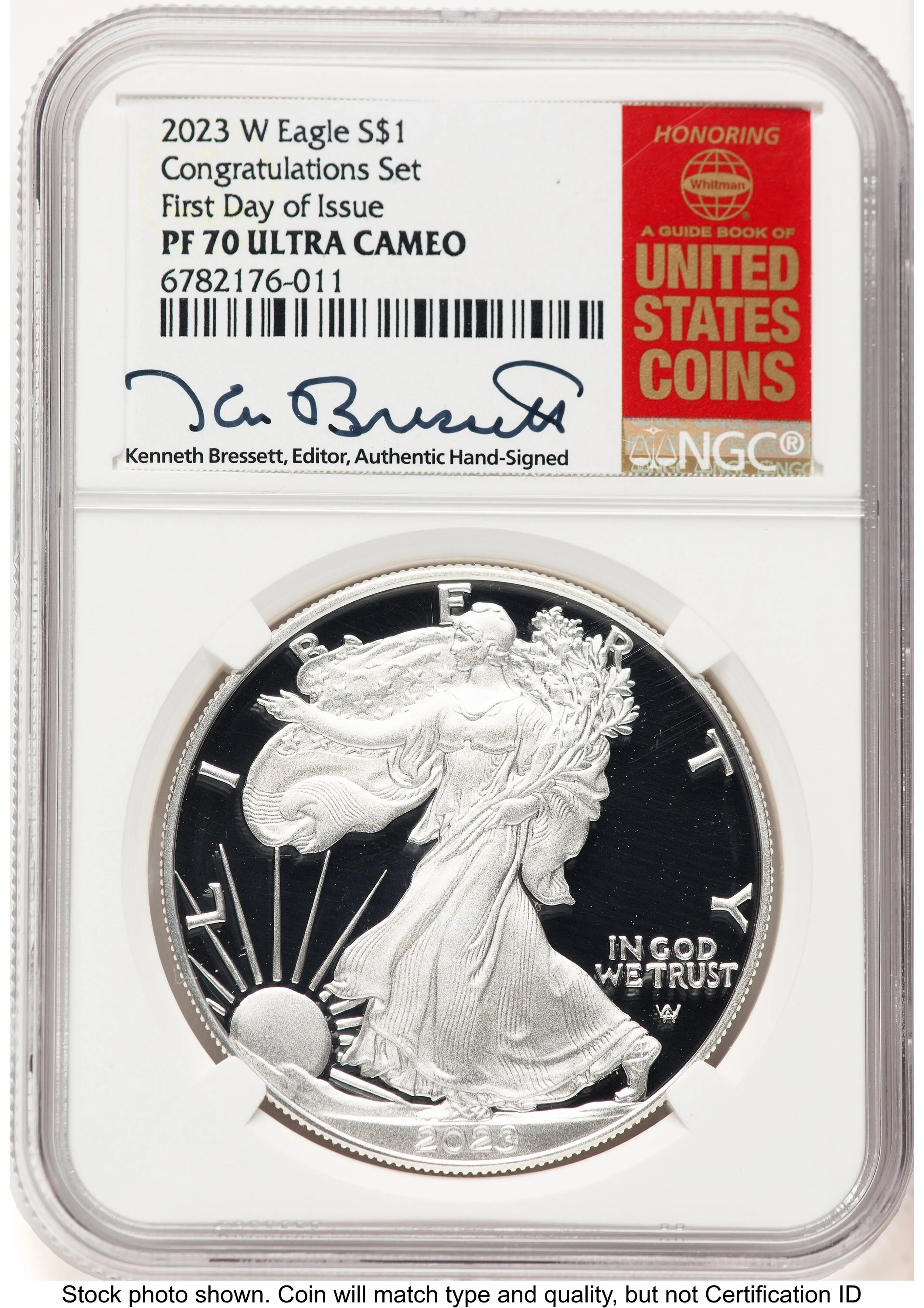 2023-W Proof Silver Eagle Congratulations Set 1 oz FDI Kenneth Bressett Red Book