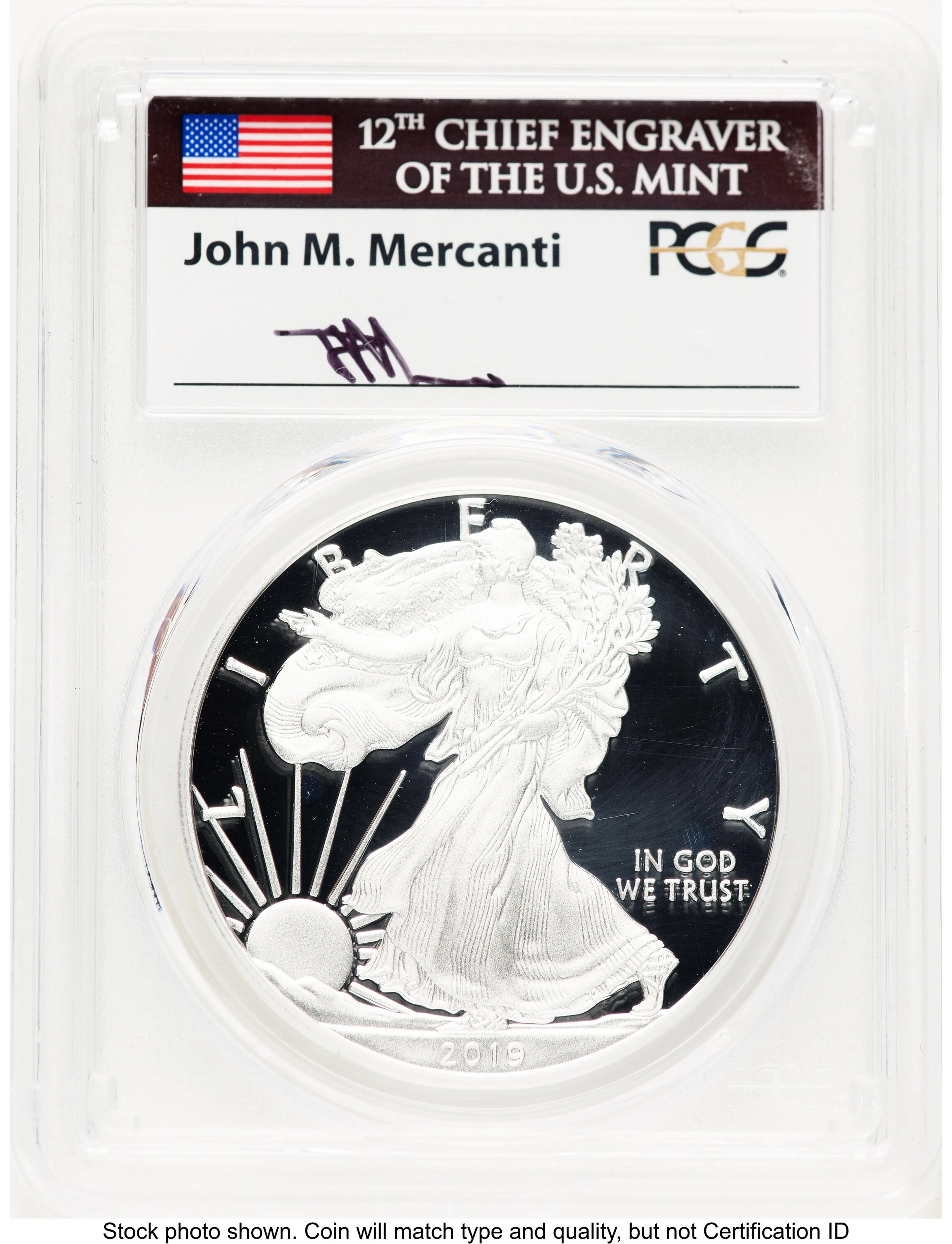 2019-W Proof Silver Eagle 1 oz FDI John Mercanti Philadelphia - Image 1