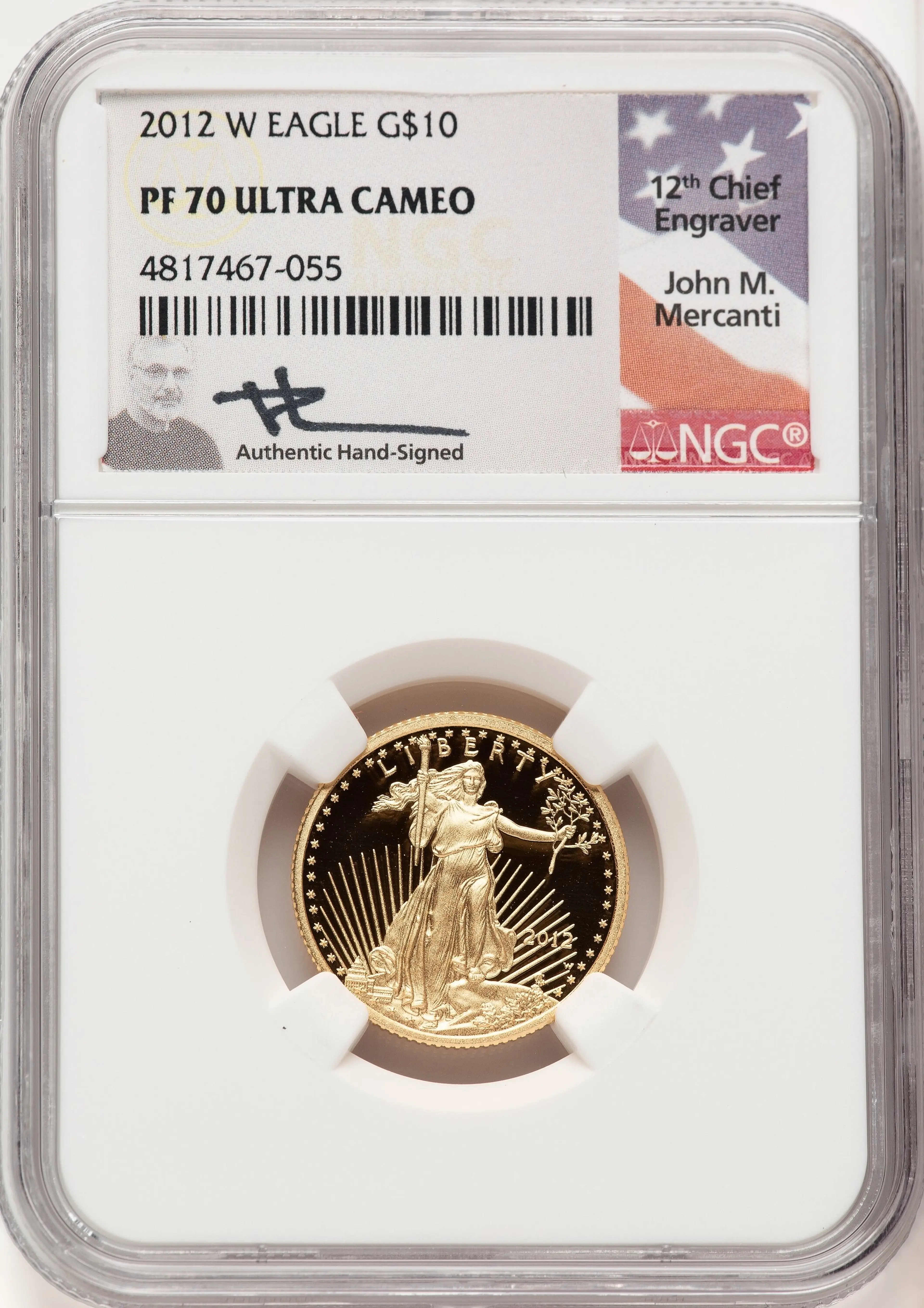 2012-W Proof Gold Eagle 1/4 oz John Mercanti