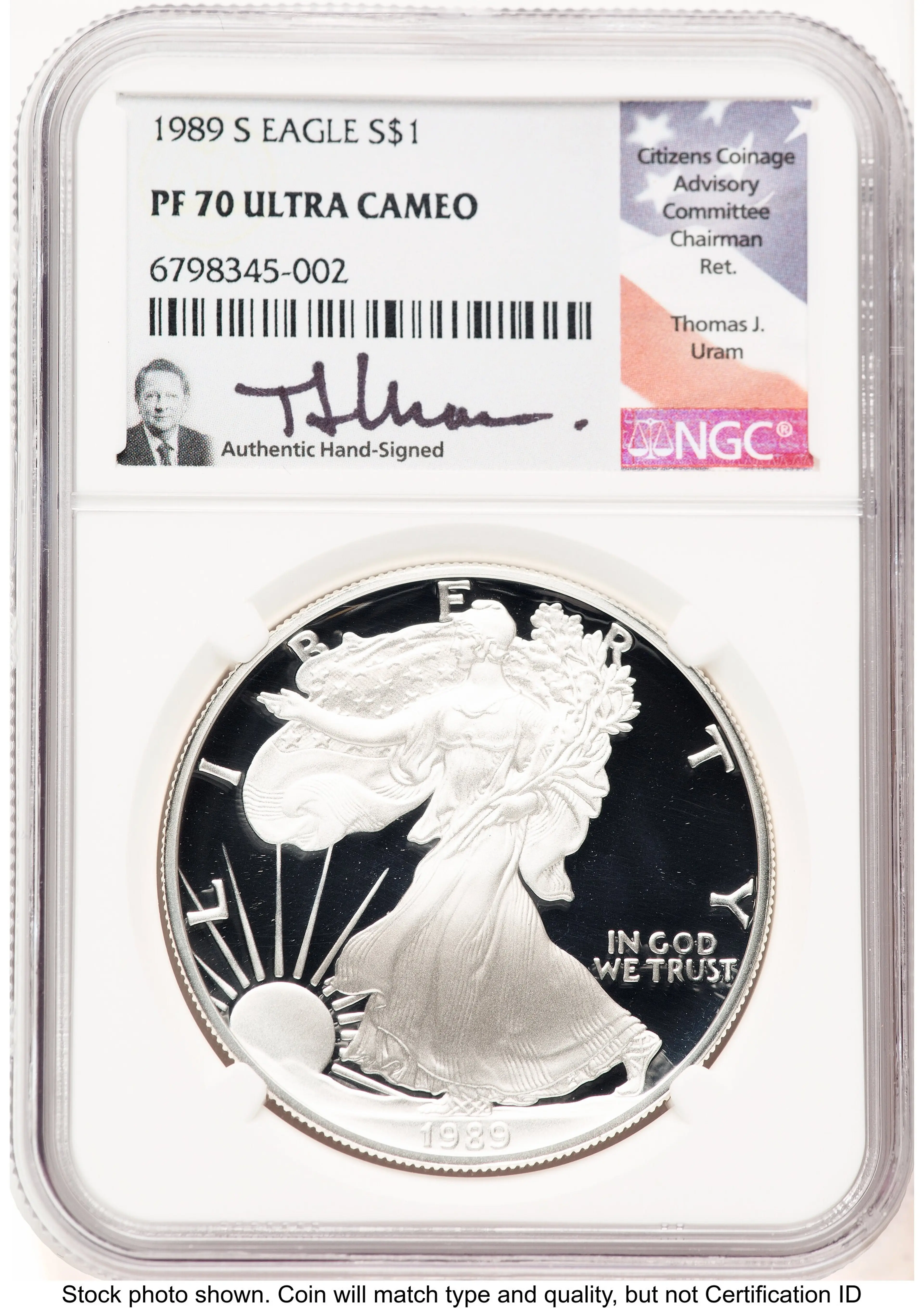 1989-S Proof Silver Eagle 1 oz Thomas Uram