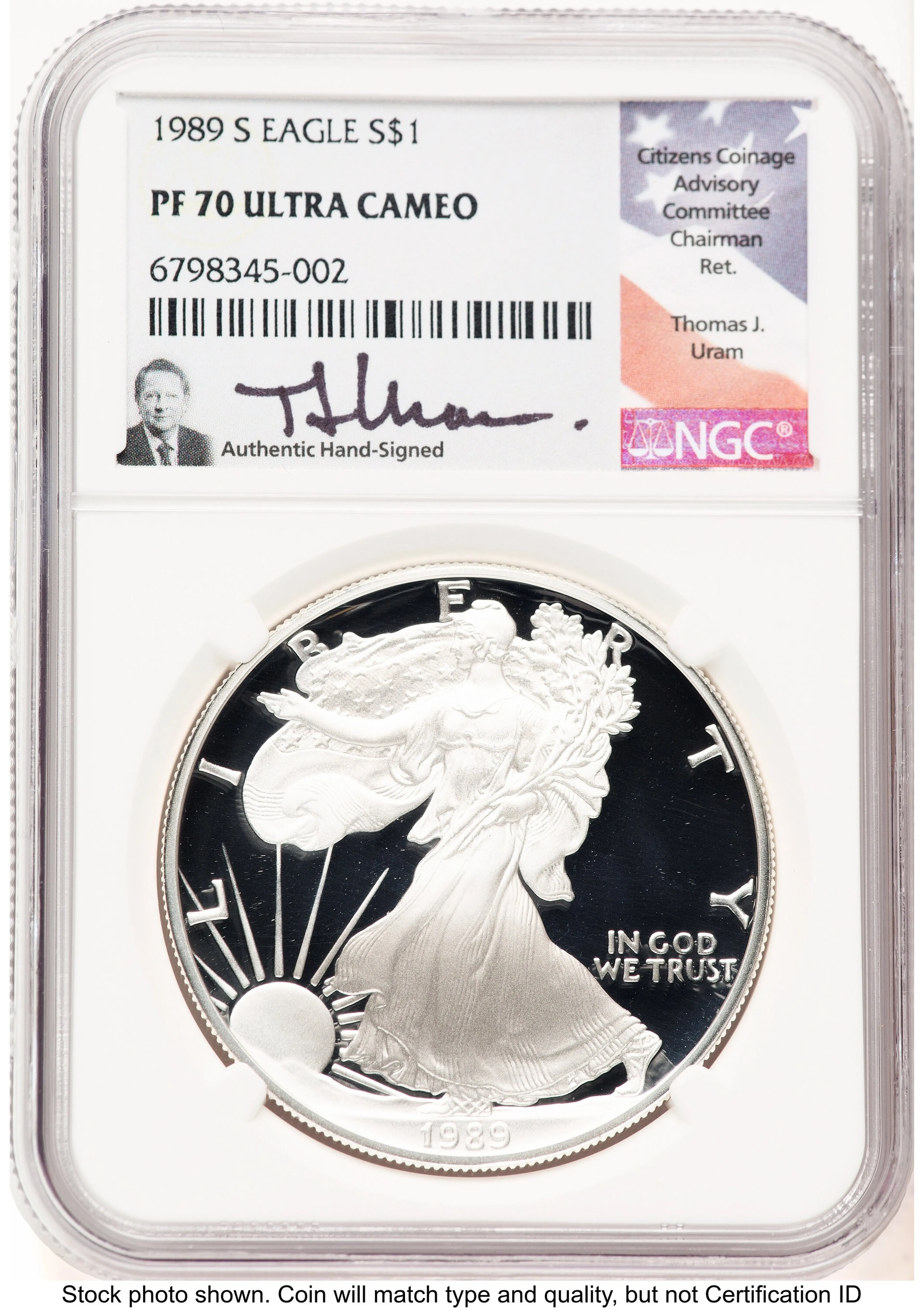 1989-S Proof Silver Eagle 1 oz Thomas Uram - Image 1