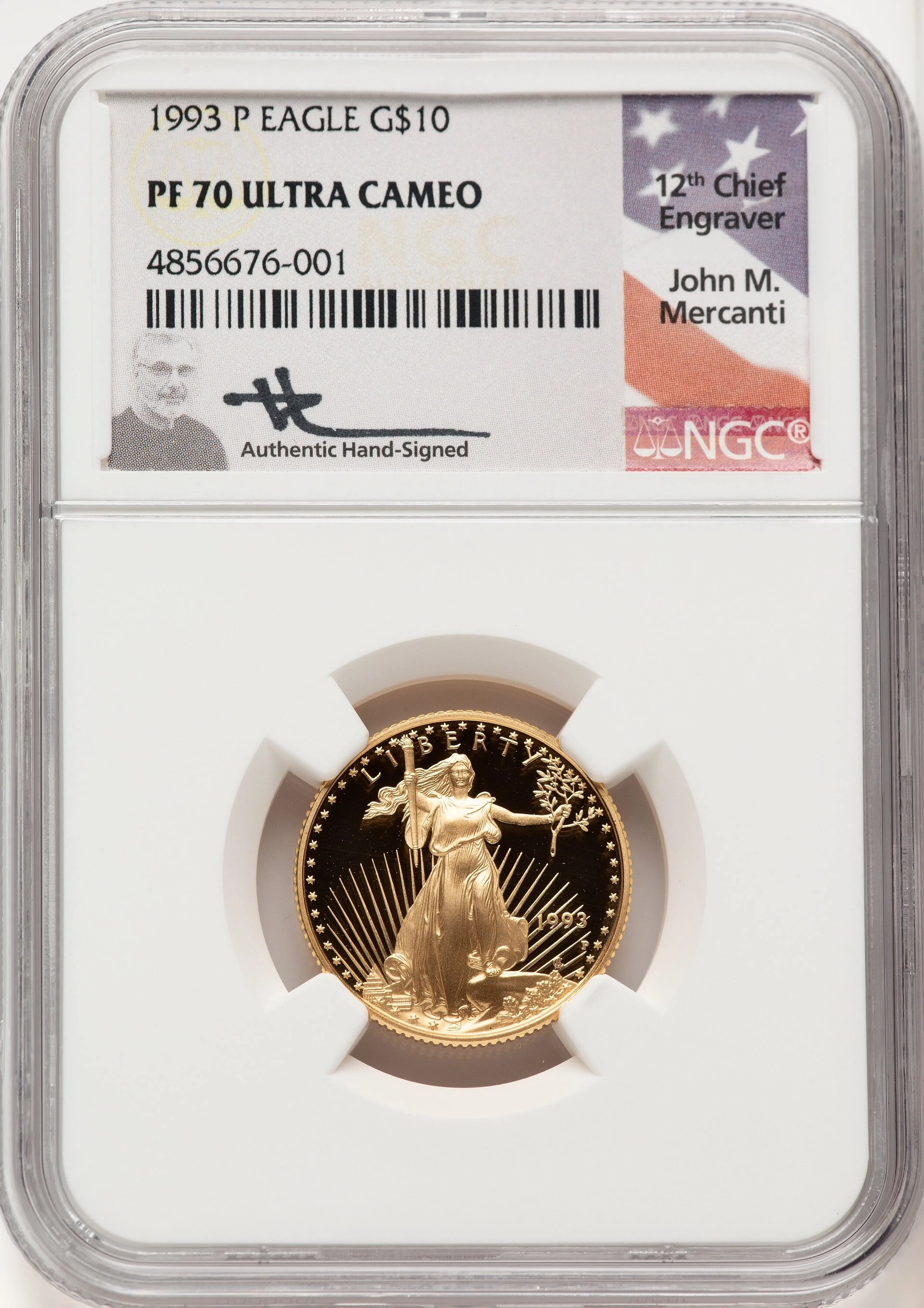 1993-P Proof Gold Eagle 1/4 oz John Mercanti