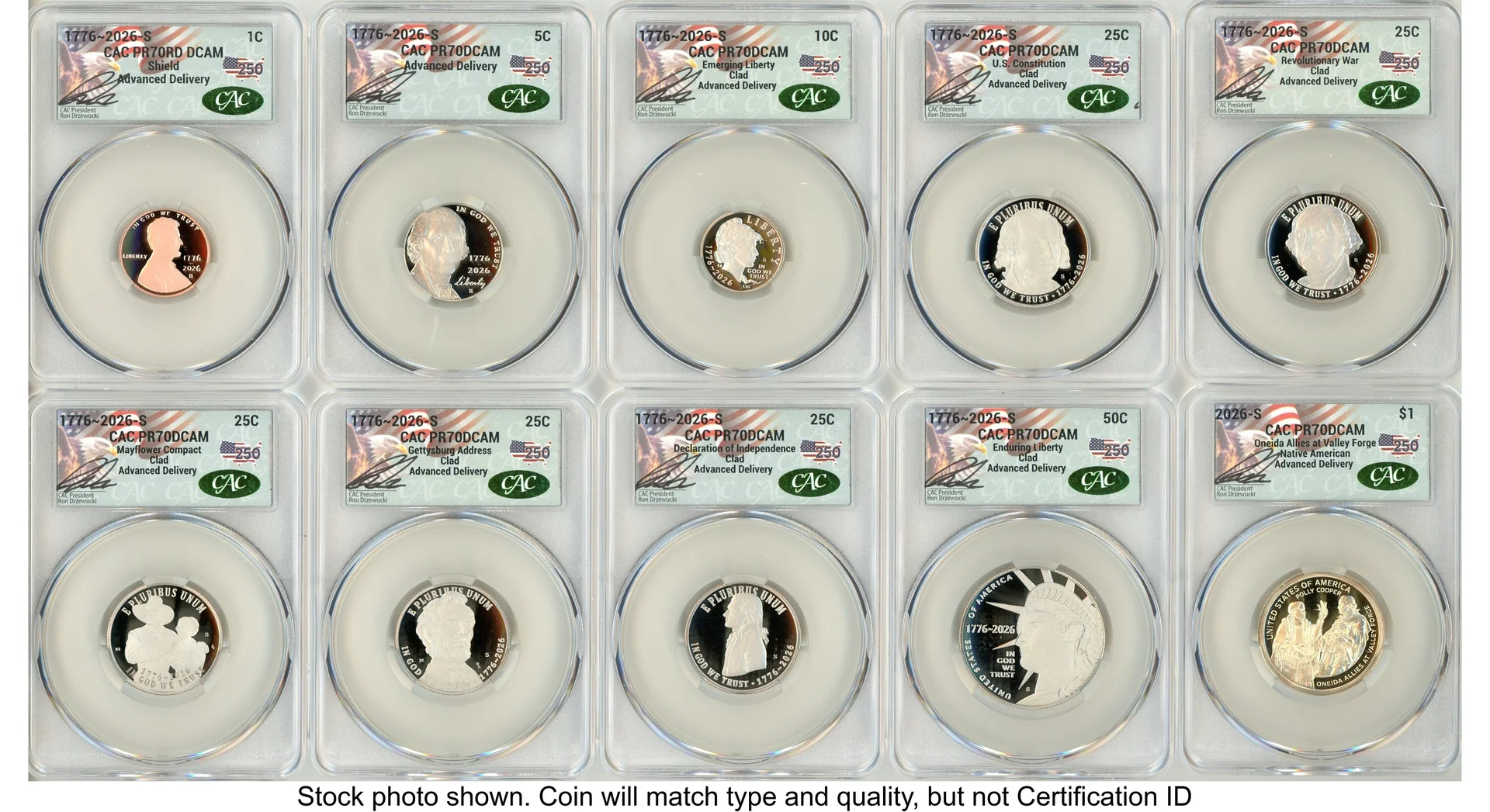 2026 10 Coin Semiquincentennial Clad Proof Set Advanced Delivery Ron Drzewucki America 250 - 1