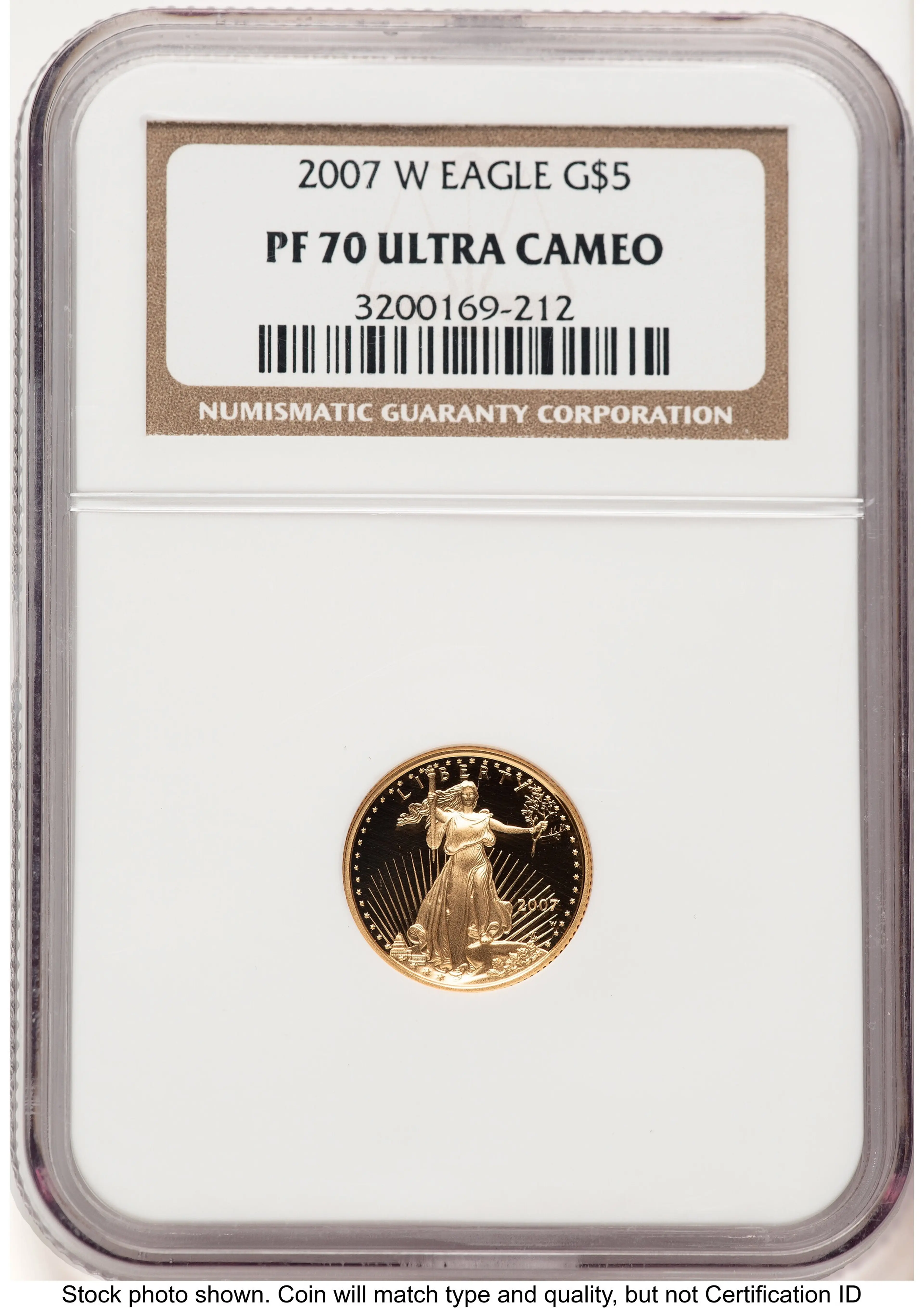 2007-W Proof Gold Eagle 1/10 oz Brown Label