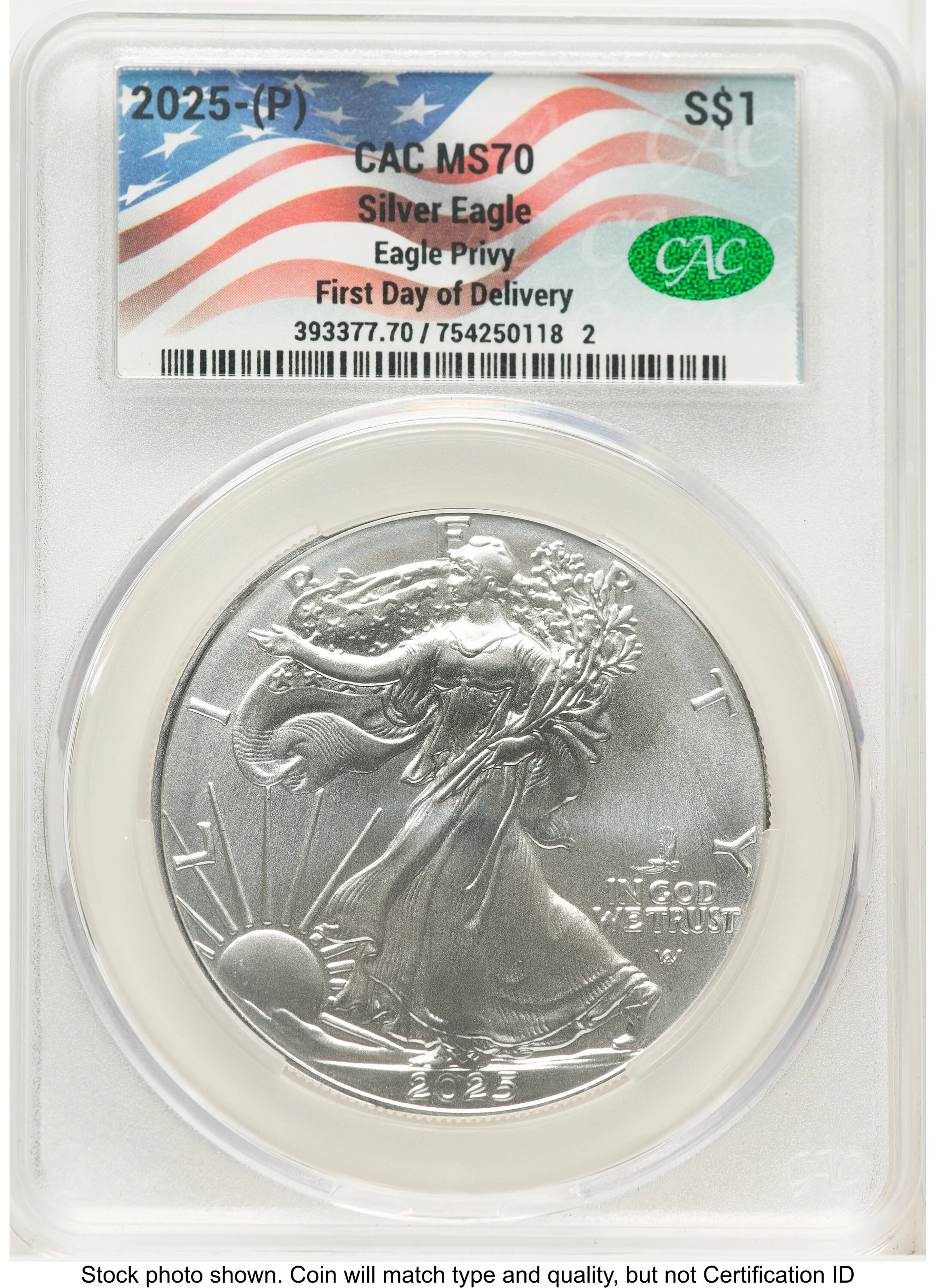 2025 Silver Eagle (Privy Mark) First Day of Delivery Flag Label