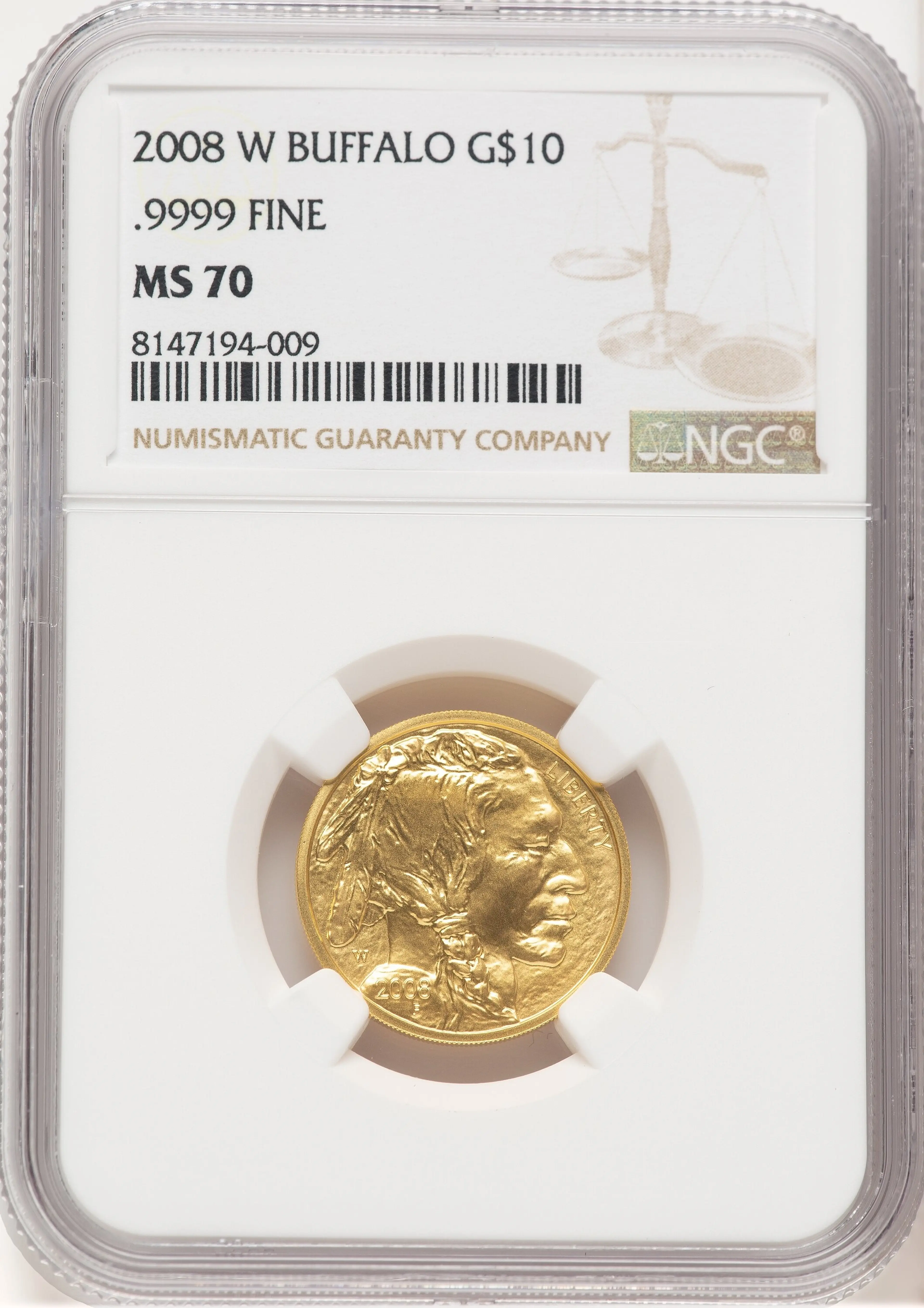 2008-W Burnished Gold Buffalo 1/4 oz Brown Label
