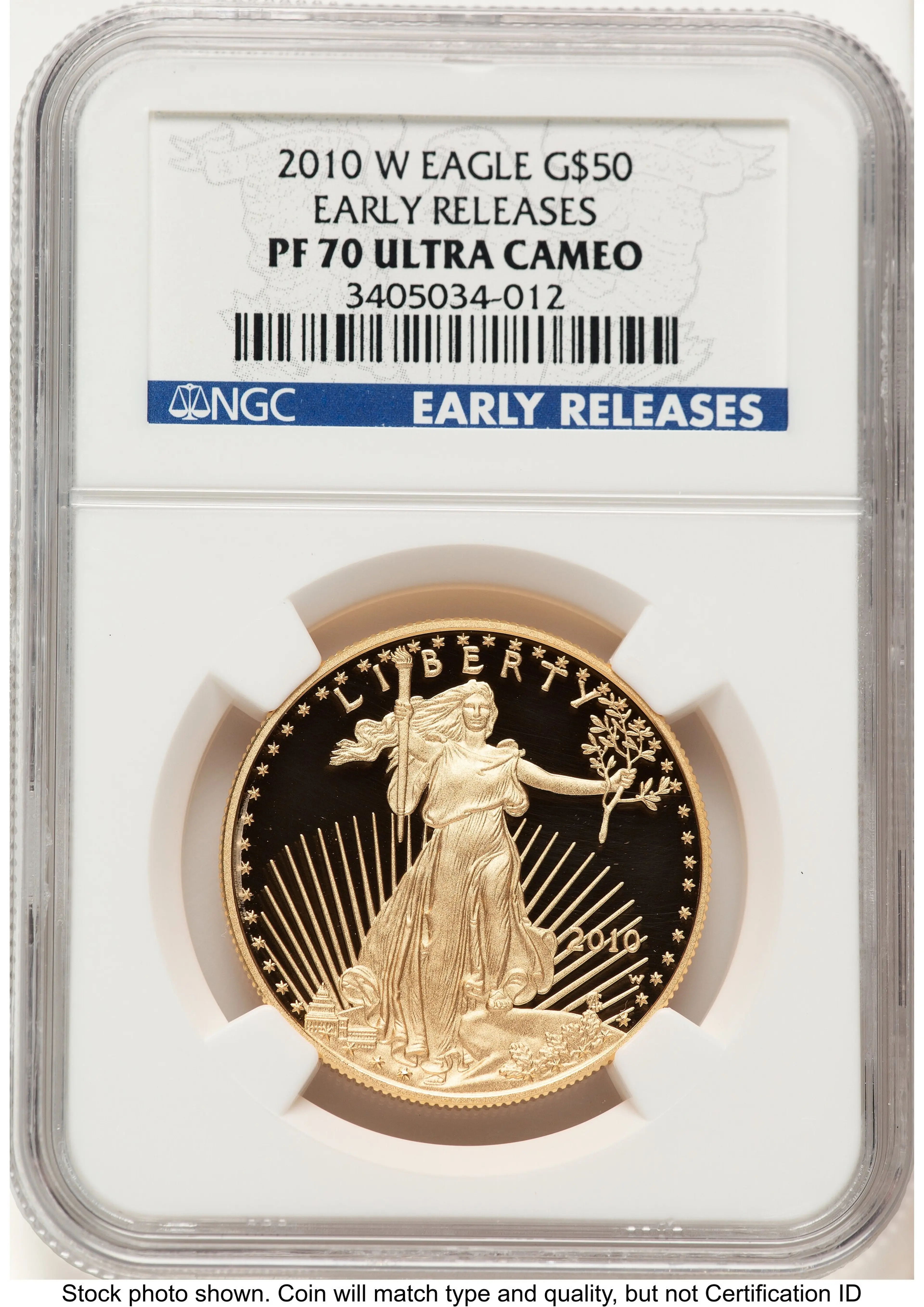 2010-W Proof Gold Eagle 1 oz ER Blue