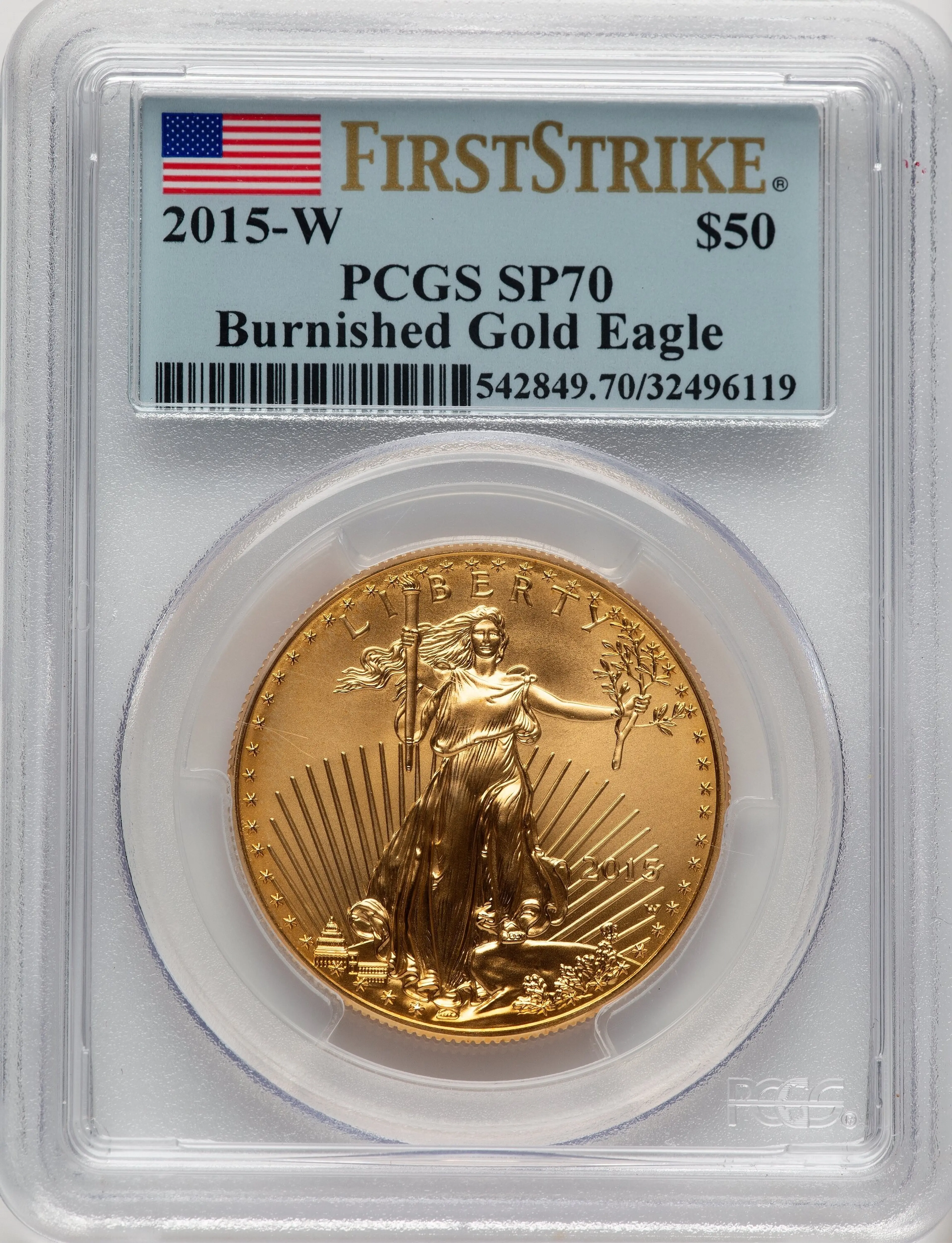 2015-W Burnished Gold Eagle 1 oz FS Flag