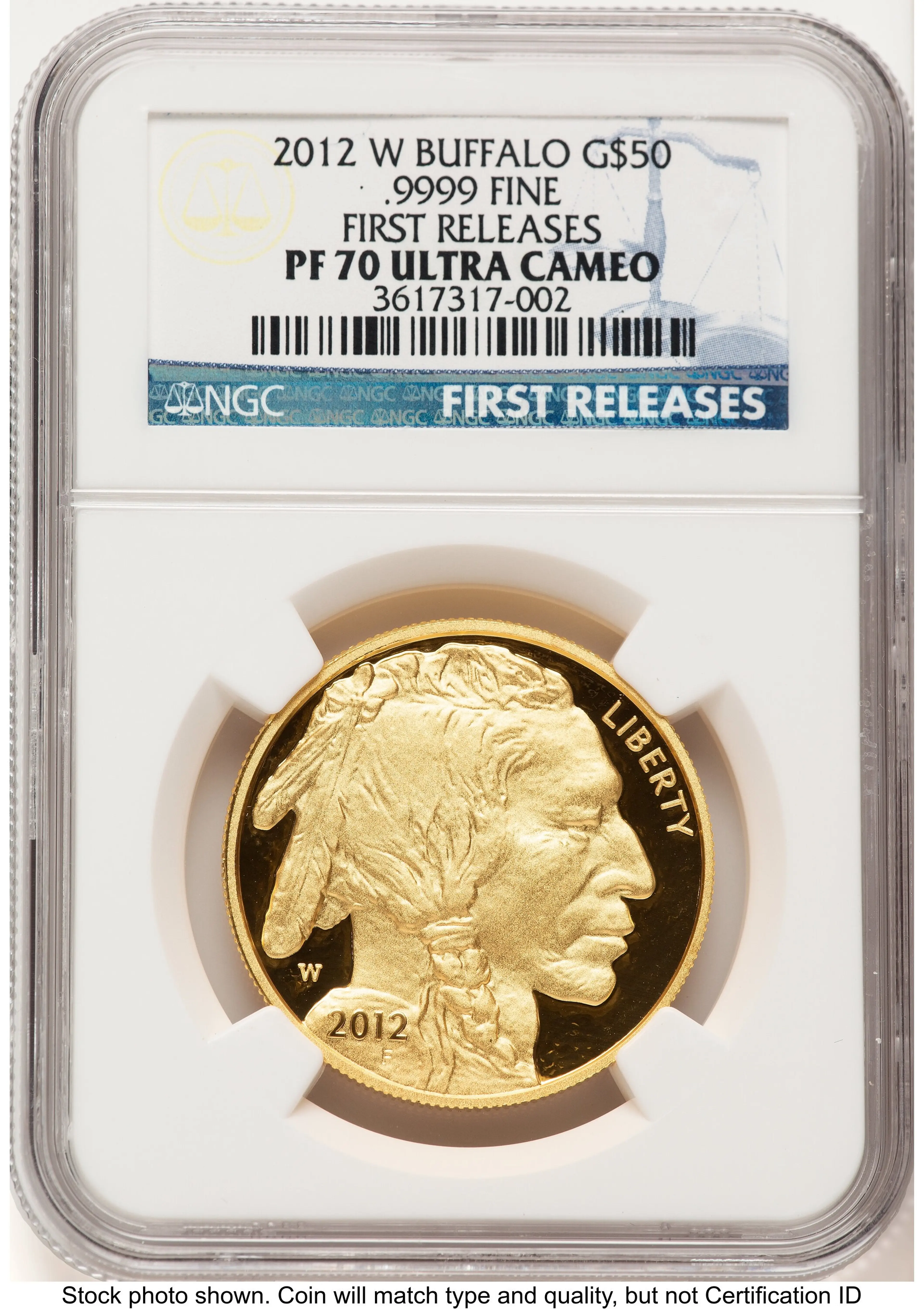 2012-W Proof Gold Buffalo 1 oz FR Blue