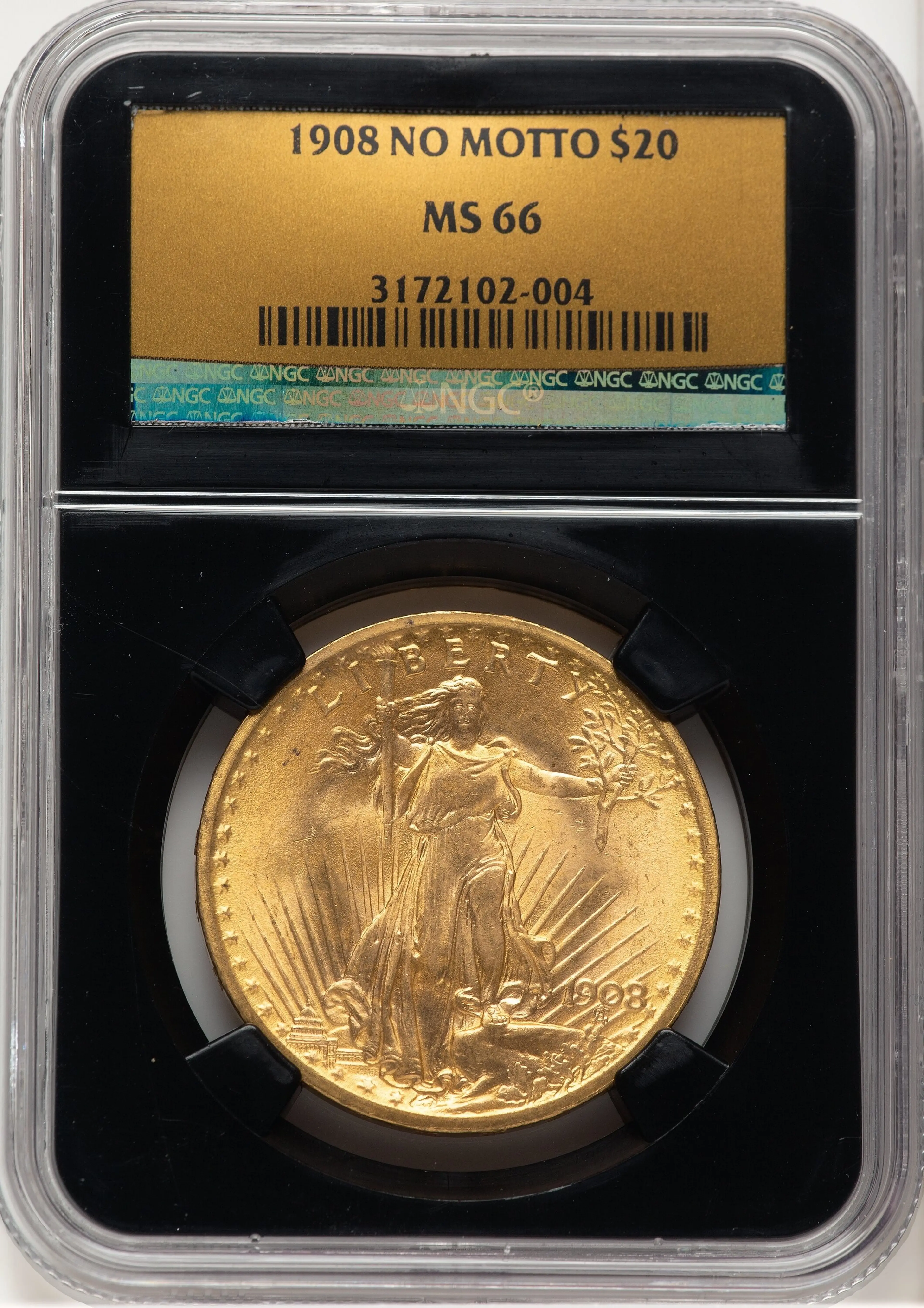 1908 $20 NO MOTTO
