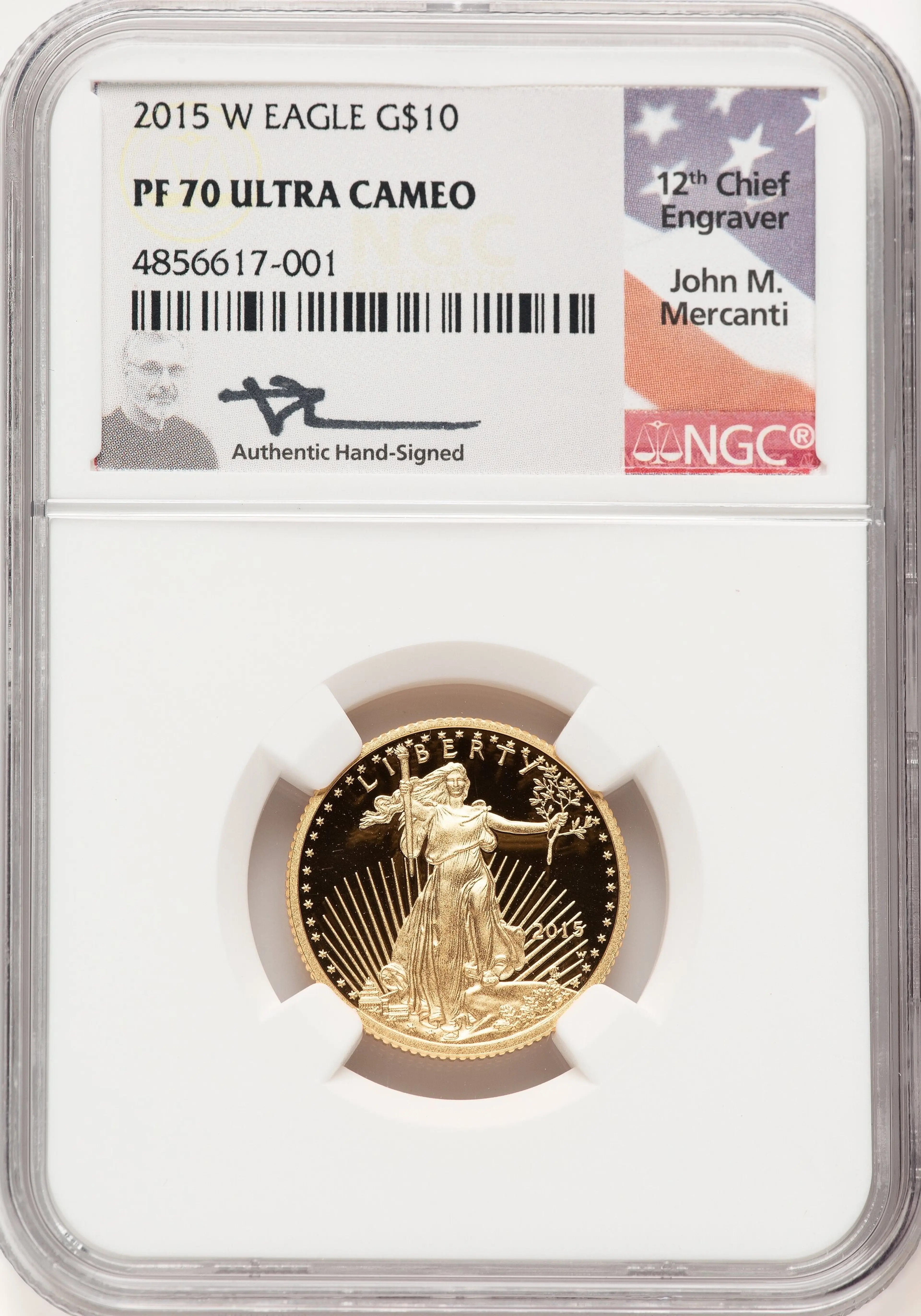 2015-W Proof Gold Eagle 1/4 oz John Mercanti