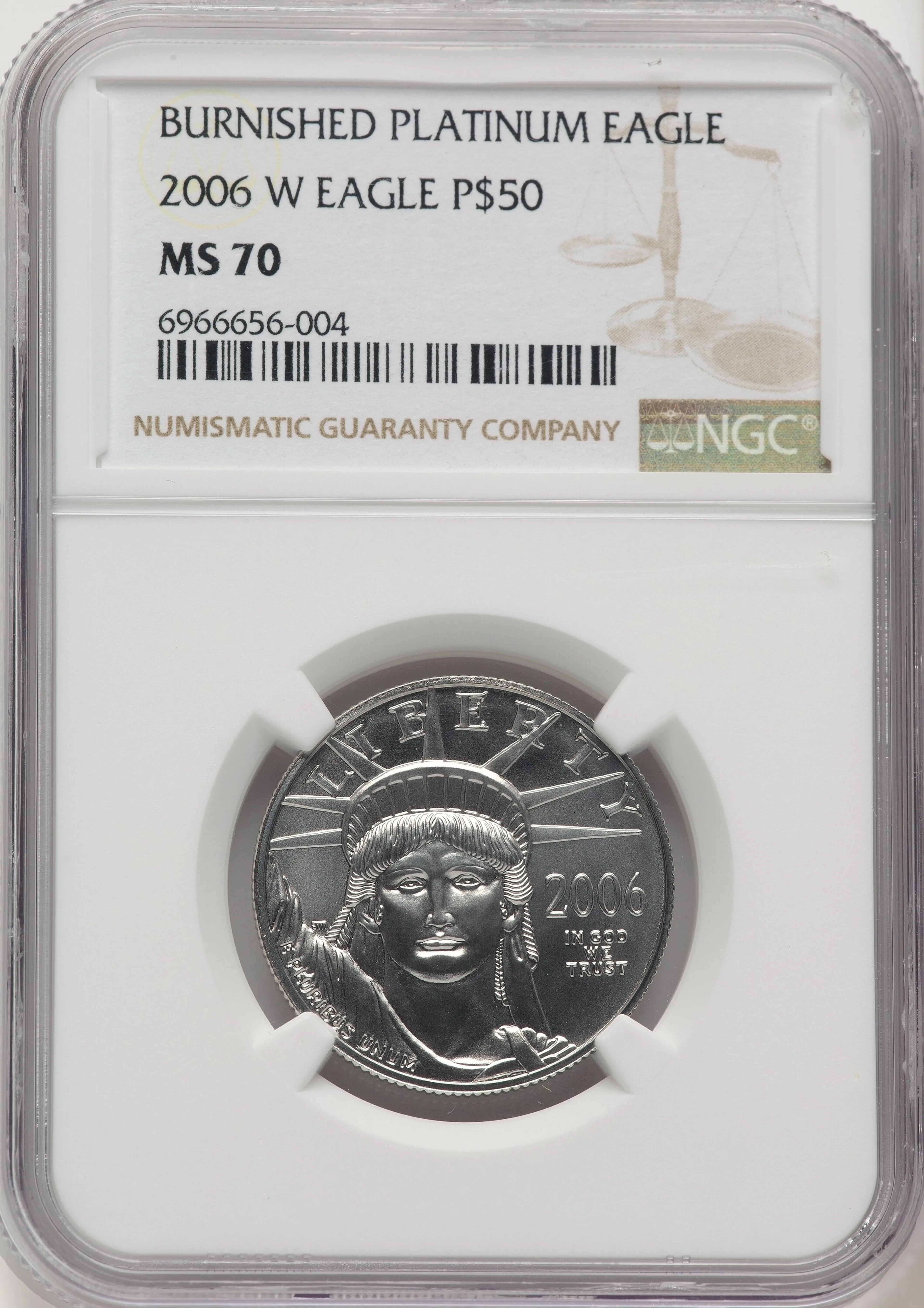 2006-W $50Half-Ounce Platinum Eagle, Burnished, SP Brown Label