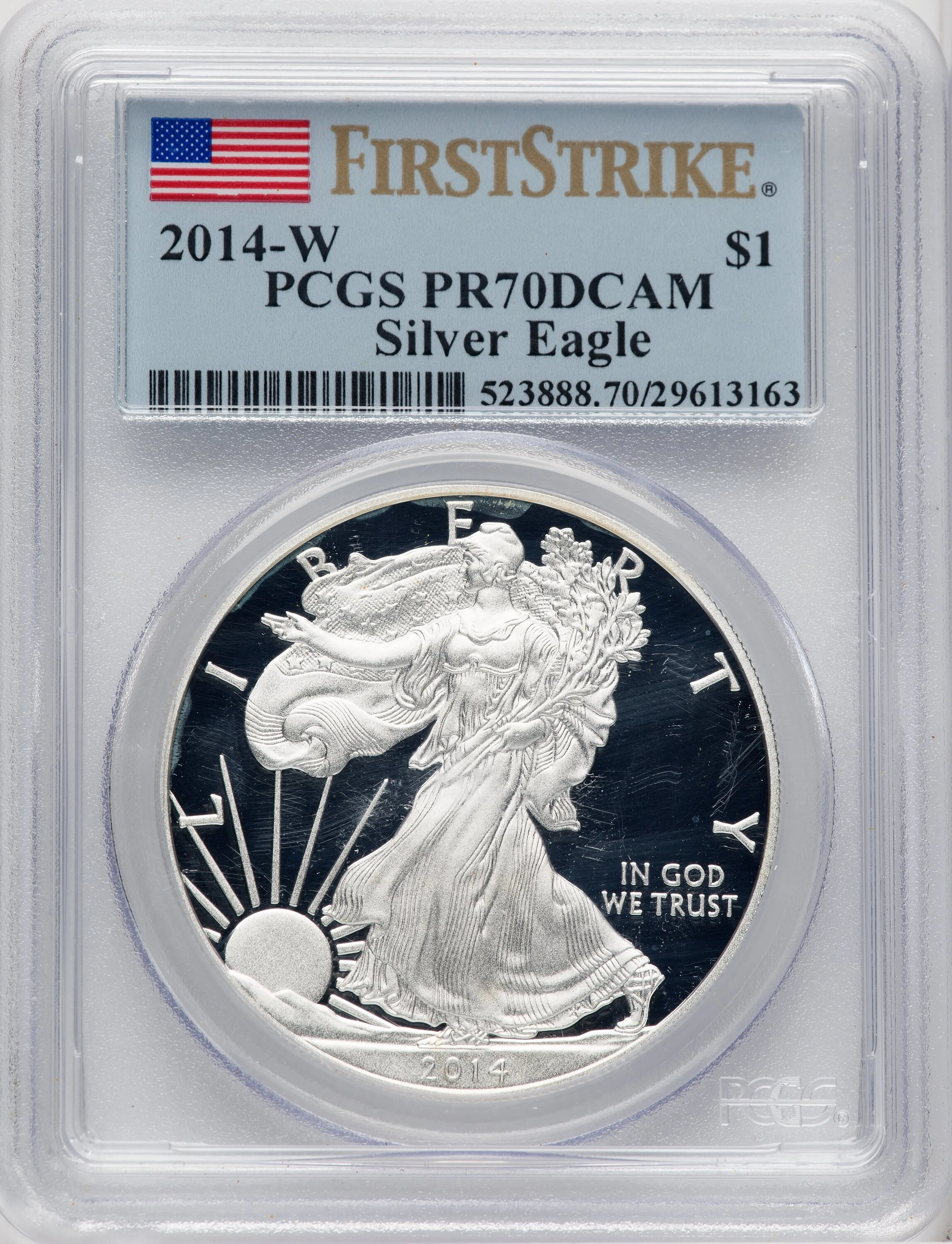 2014-W Proof Silver Eagle 1 oz FS Flag - Image 1