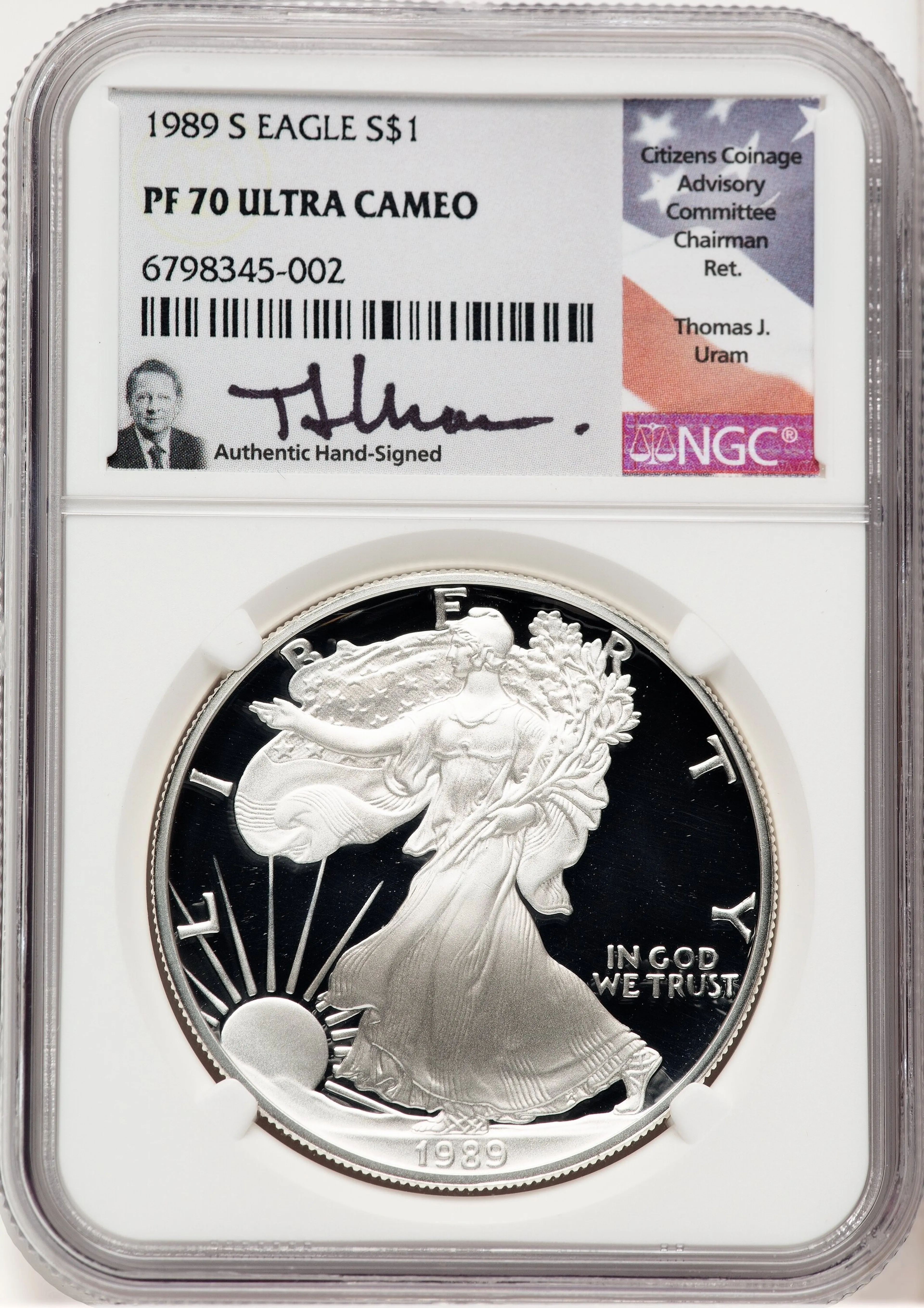 1989-S Proof Silver Eagle 1 oz Thomas Uram - Image 1