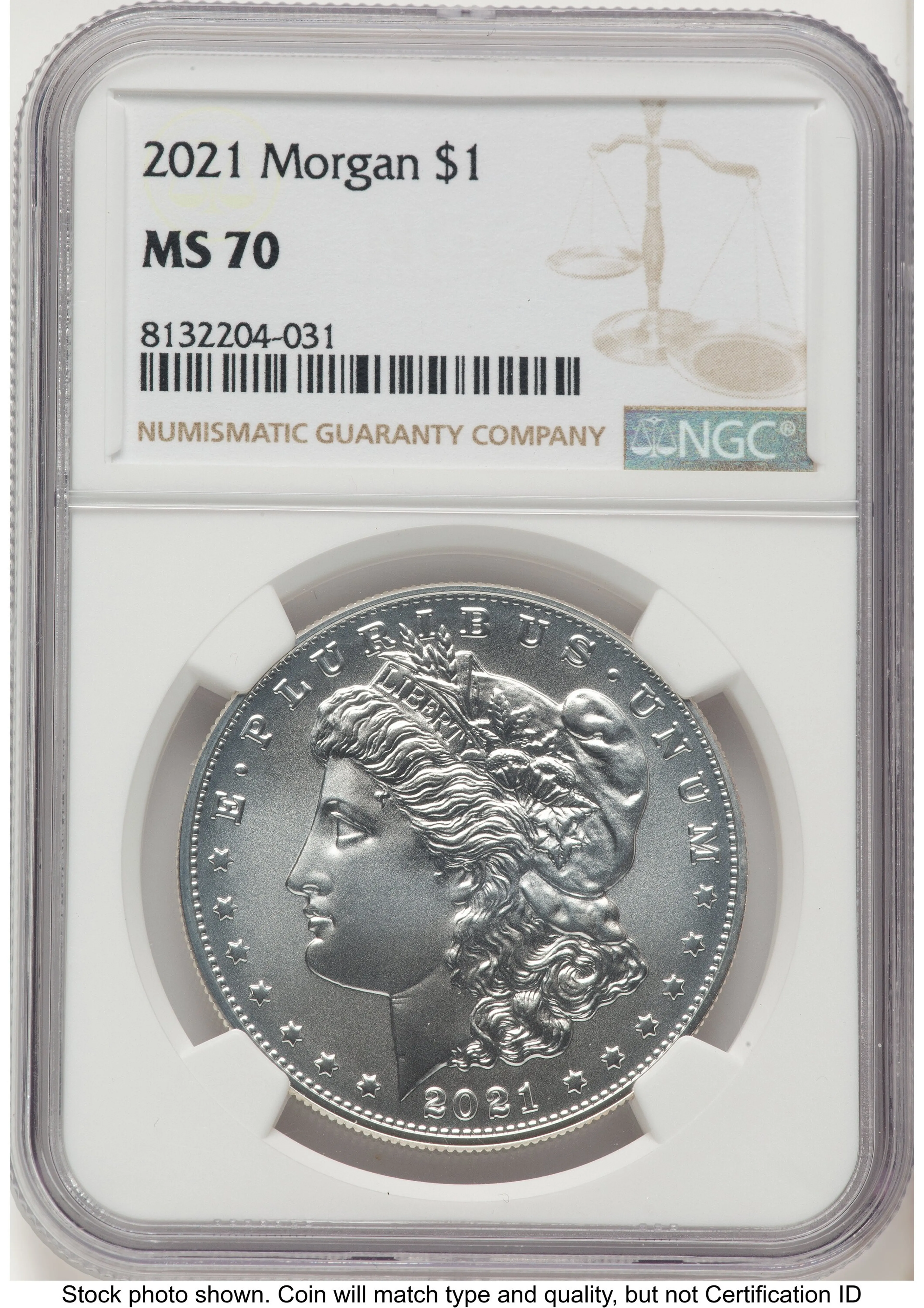 2021 S$1 Morgan Dollar, MS Brown Label - Image 1