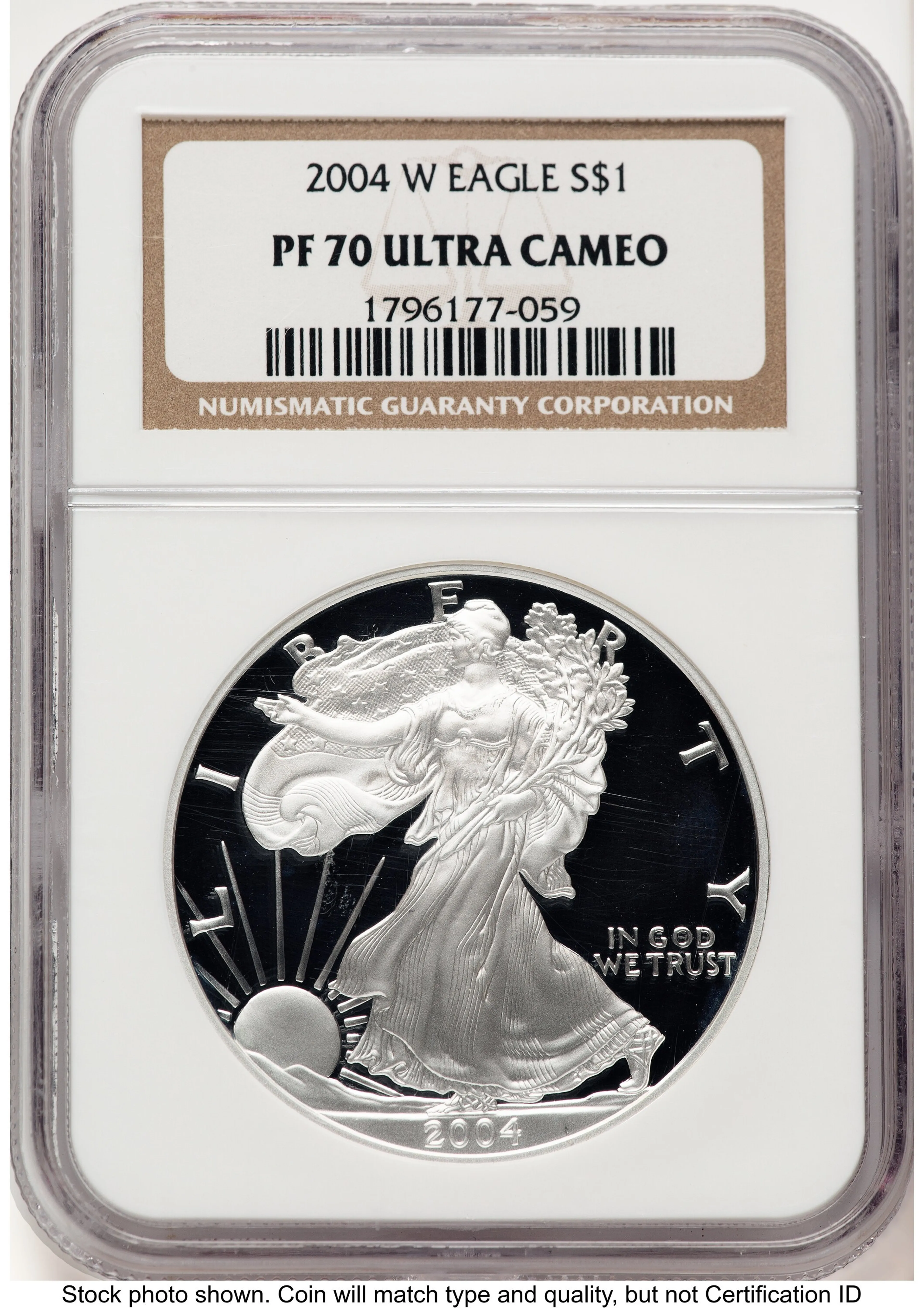 2004-W Proof Silver Eagle 1 oz Brown Label - Image 1