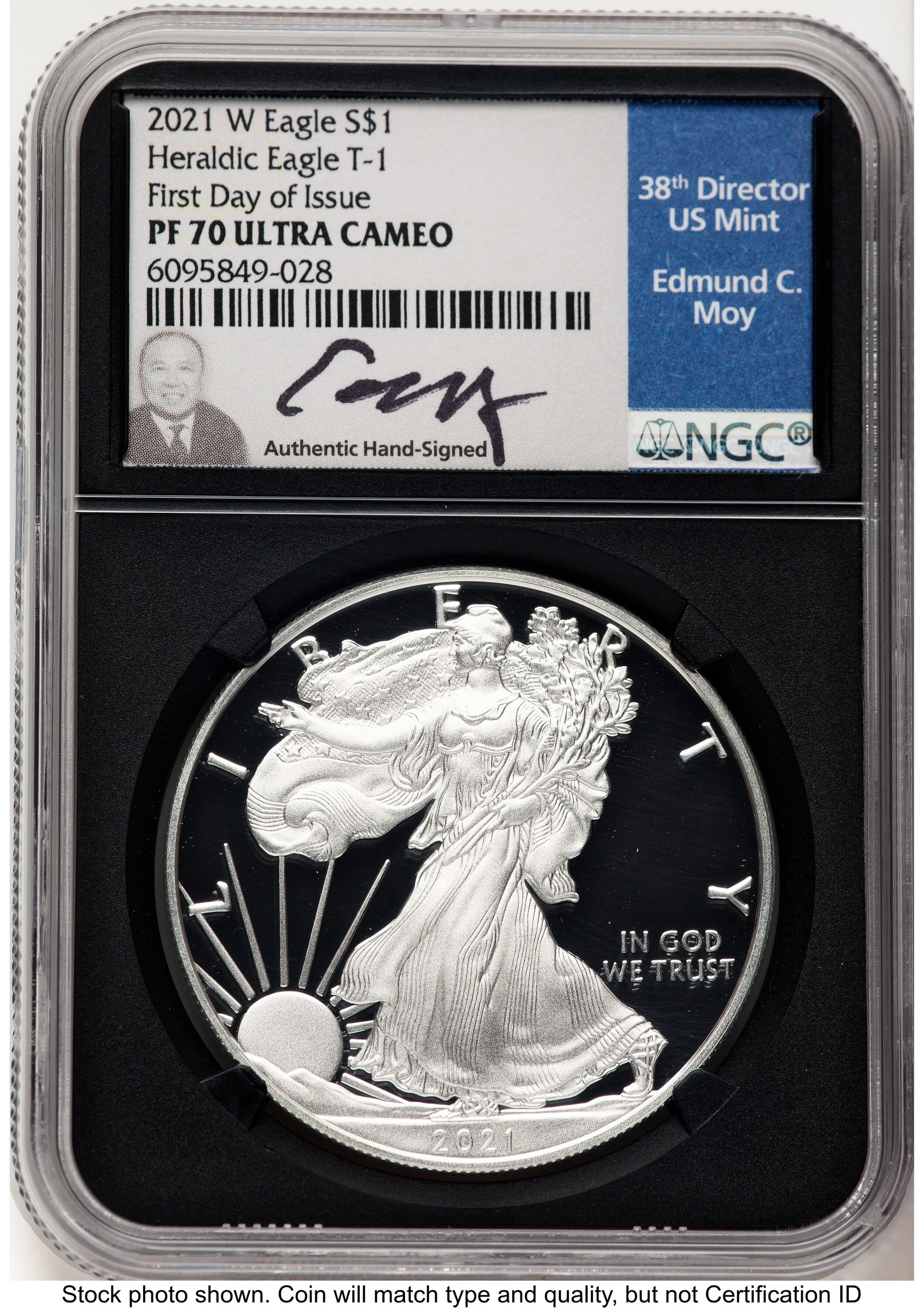 2021-W TY1 Proof Silver Eagle 1 oz FDI Ed Moy Blk Core