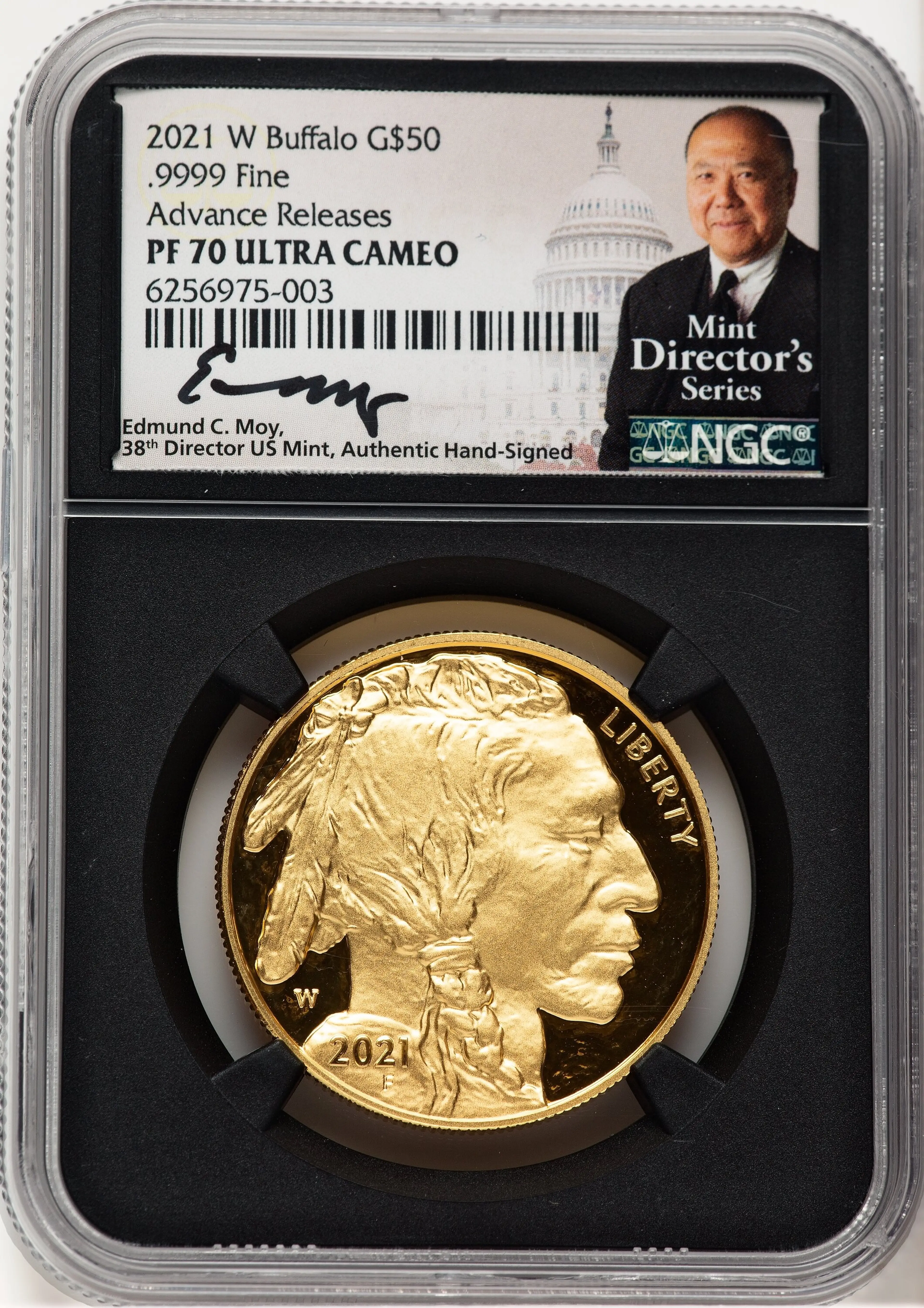2021-W Proof Gold Buffalo 1 oz AR Ed Moy Mint Director's Series Blk Core