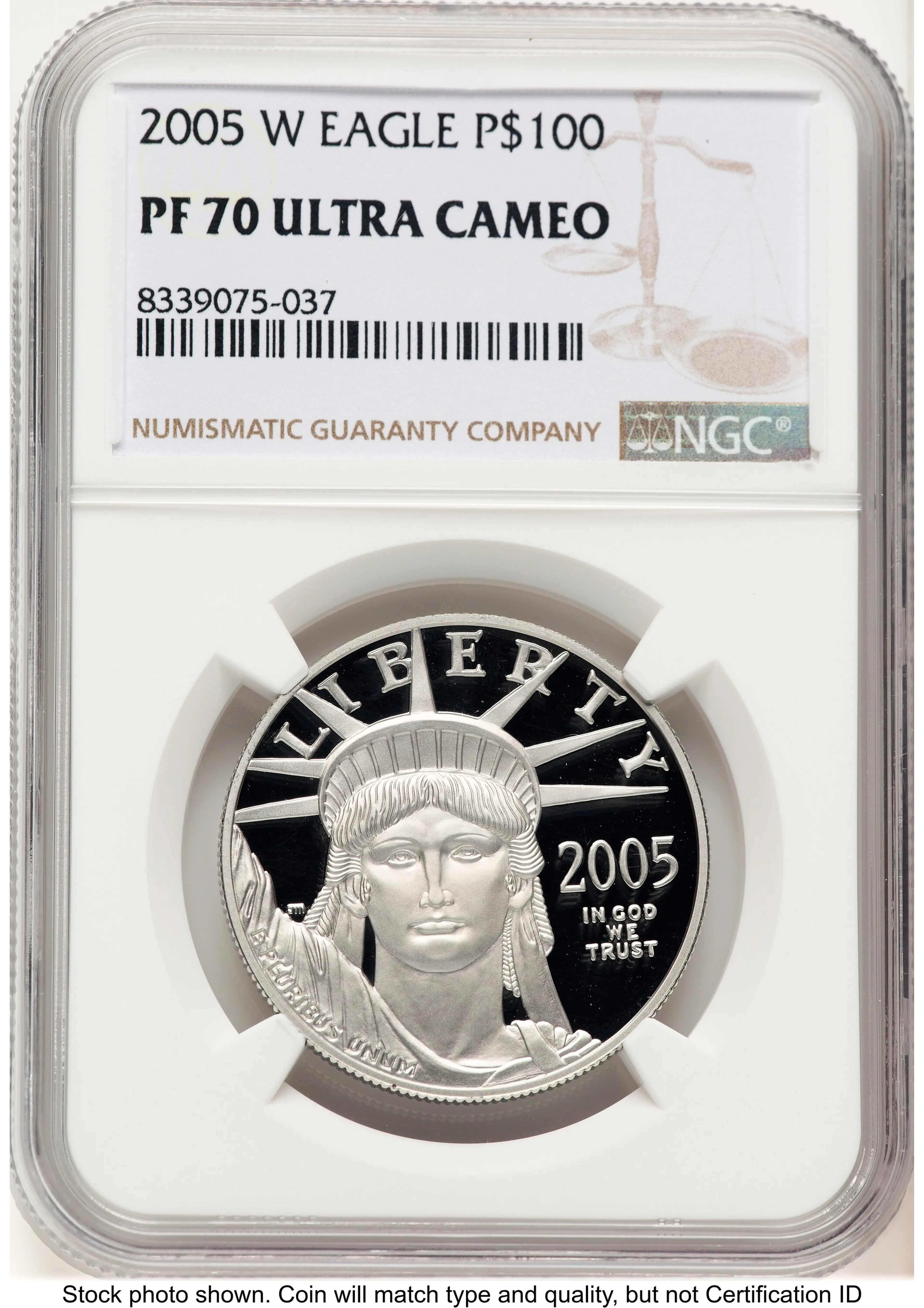 2005-W Proof Platinum Eagle 1 oz Brown Label